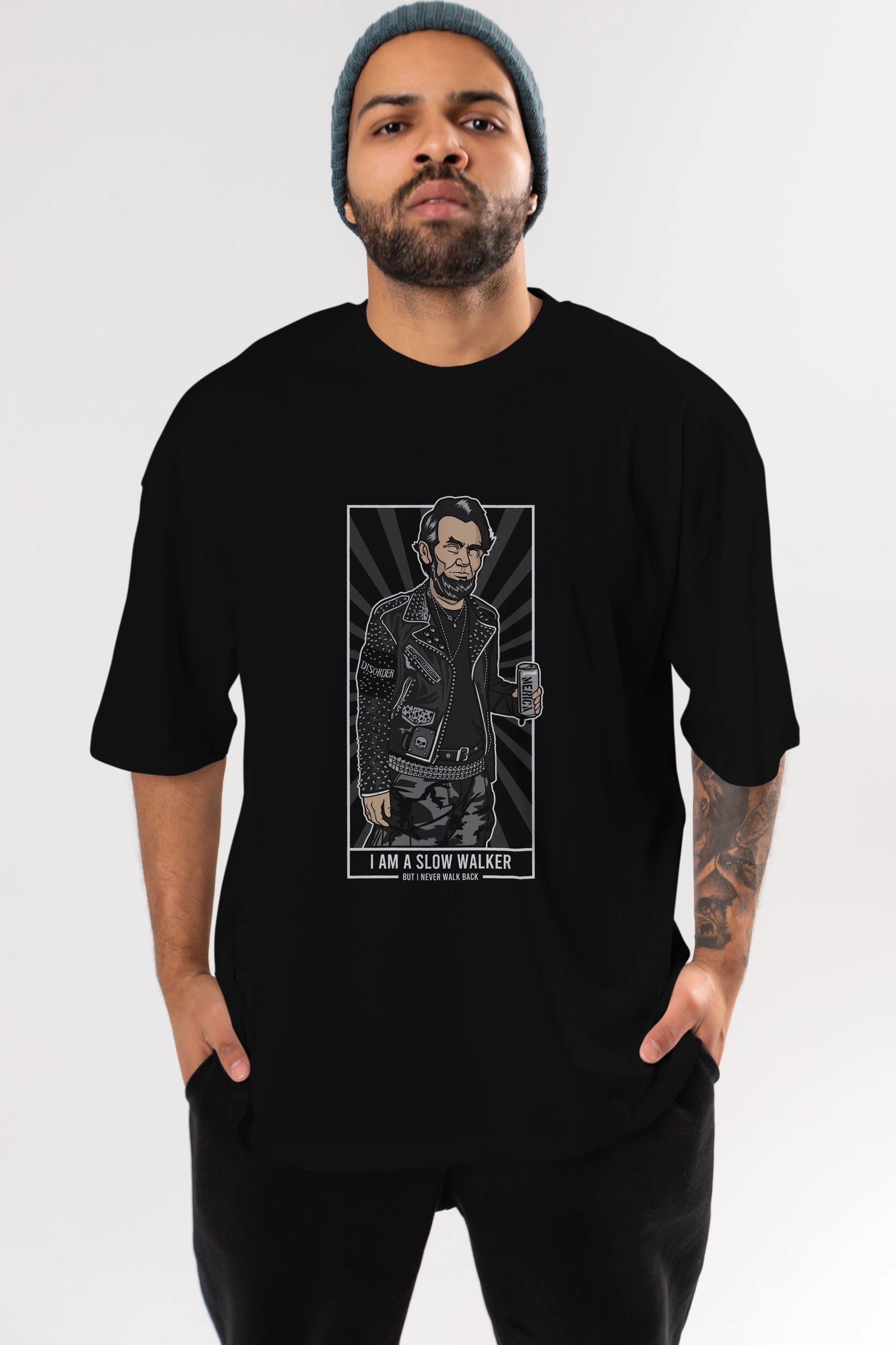 Lincoln Street Punk Ön Baskılı Oversize t-shirt Erkek Kadın Unisex %100 Pamuk tişort