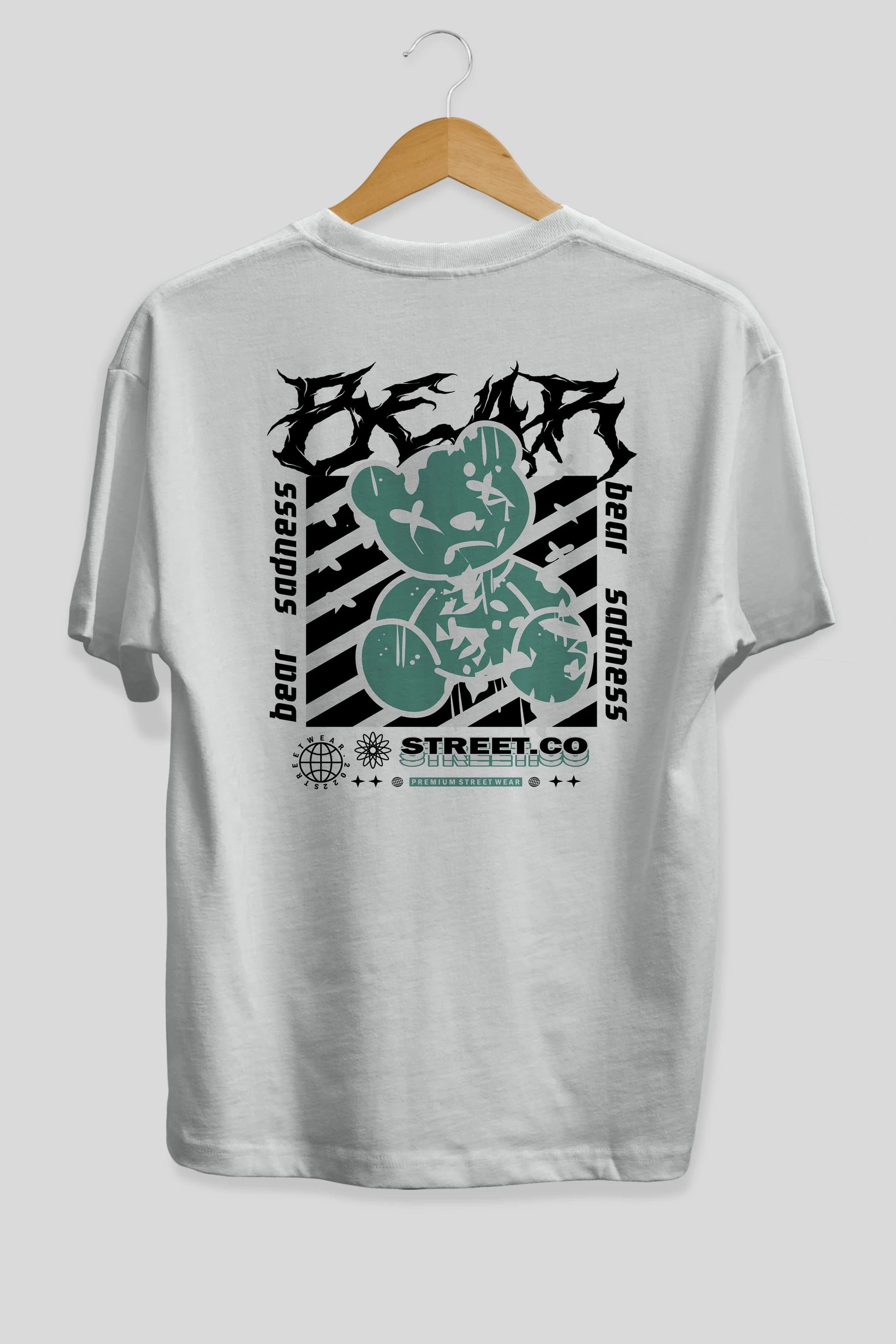 Bear Sadness Arka Baskılı Oversize t-shirt Erkek Kadın Unisex
