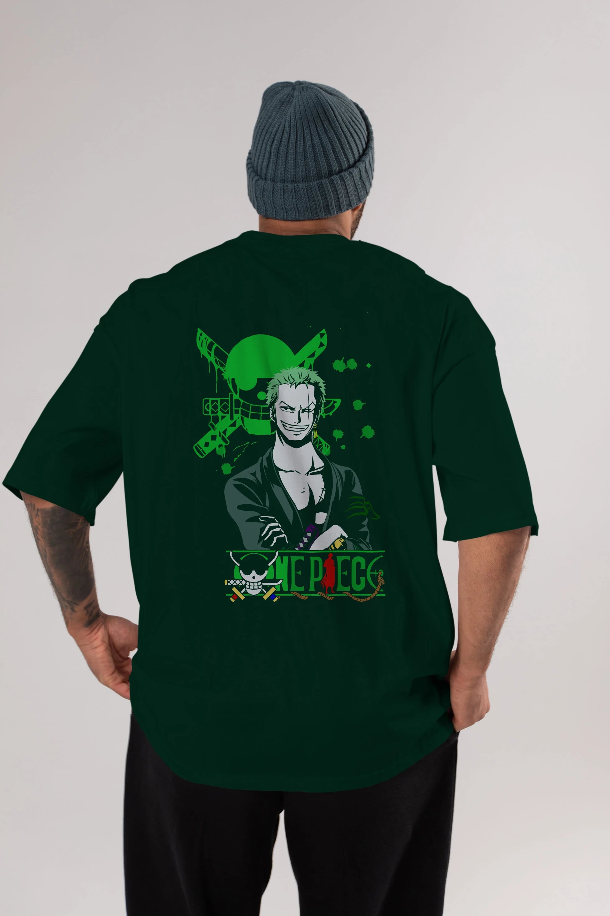 Roronoa Zoro 2 Anime Arka Baskılı Oversize t-shirt Erkek Kadın Unisex %100 pamuk tişort