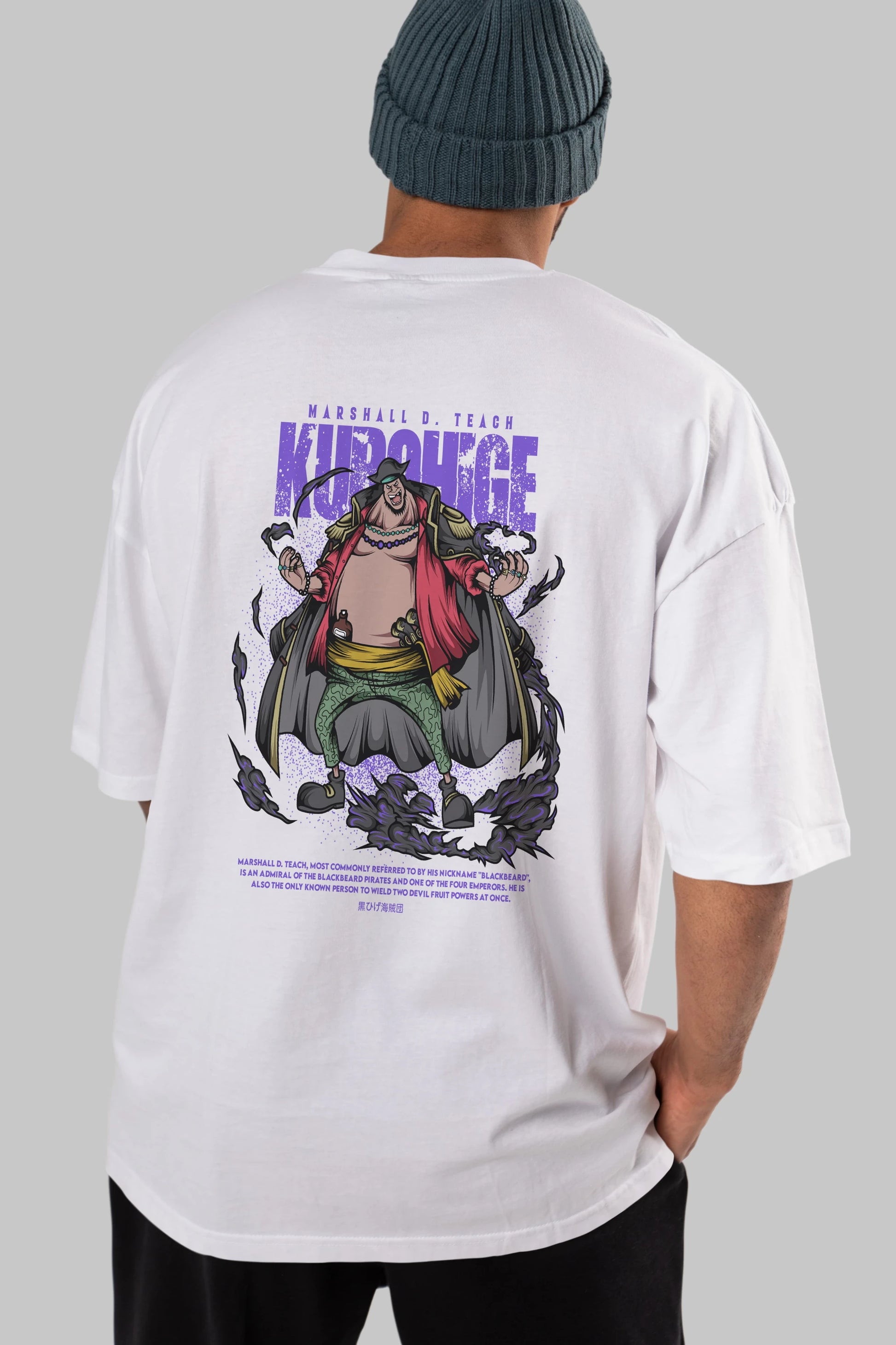 Marshall D. Teach Anime Arka Baskılı Oversize t-shirt Erkek Kadın Unisex