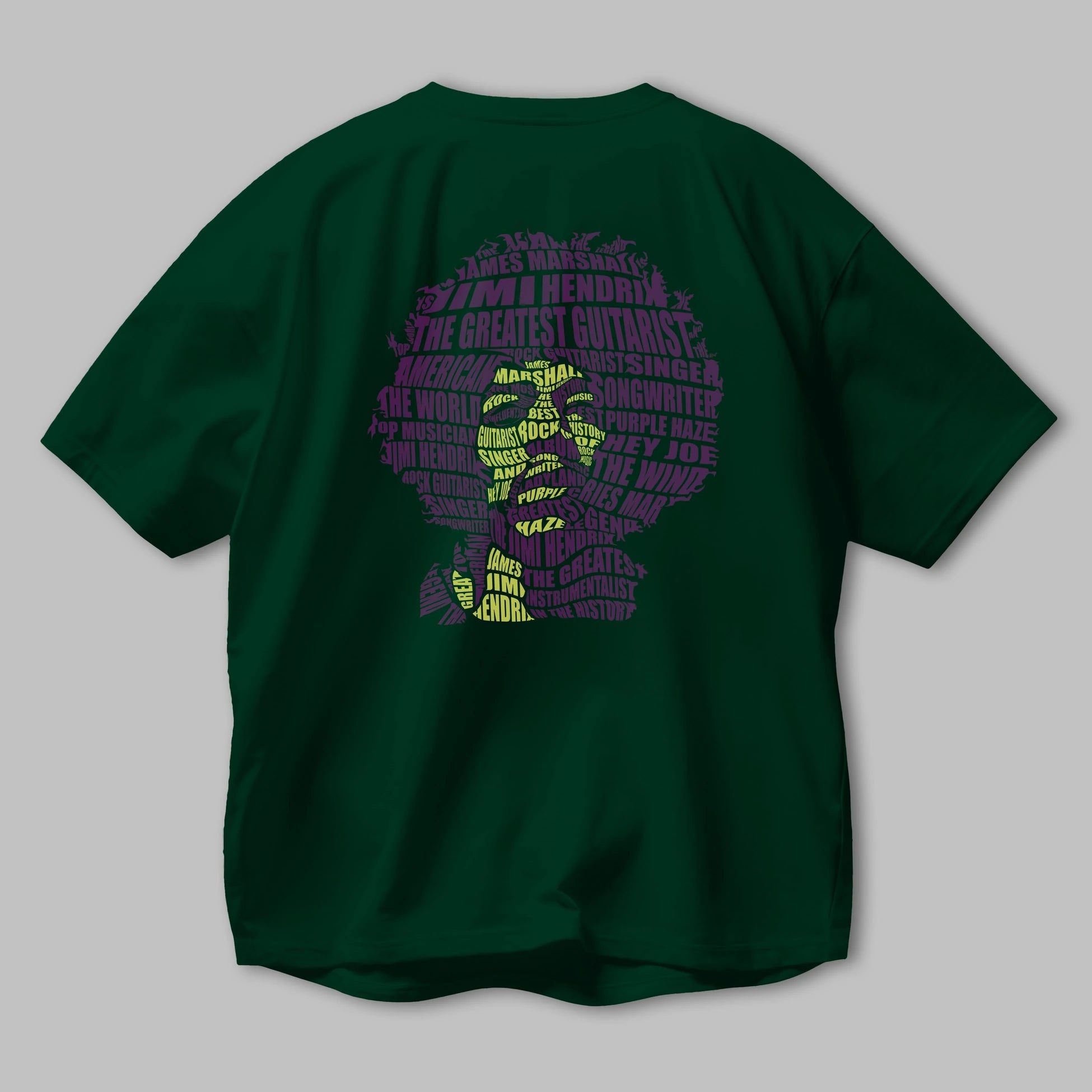 Jimmy Hendrix Calligram Arka Baskılı Oversize t-shirt %100 pamuk Erkek Kadın Unisex