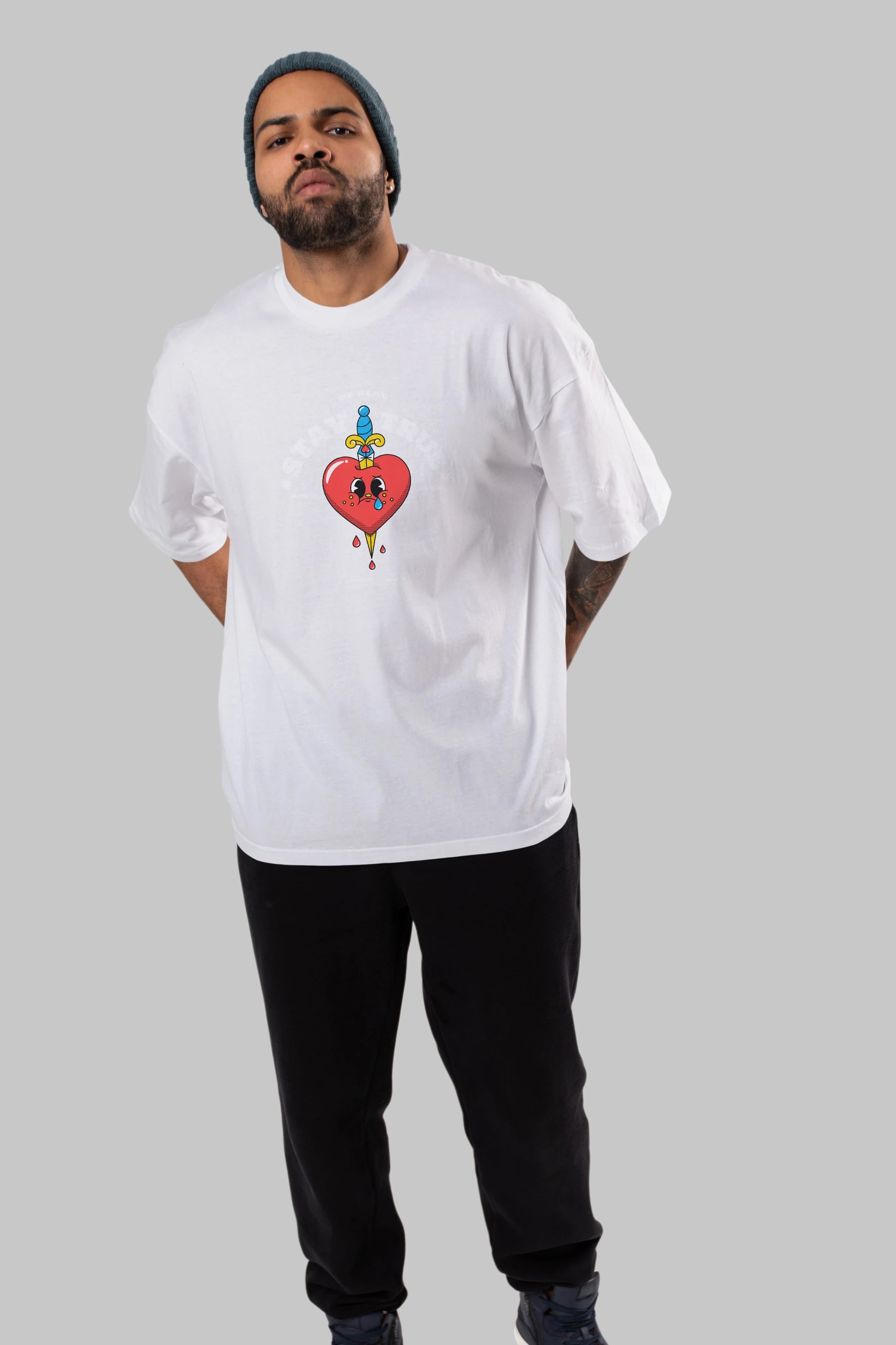 Stay True Ön Baskılı Oversize t-shirt Erkek Kadın Unisex