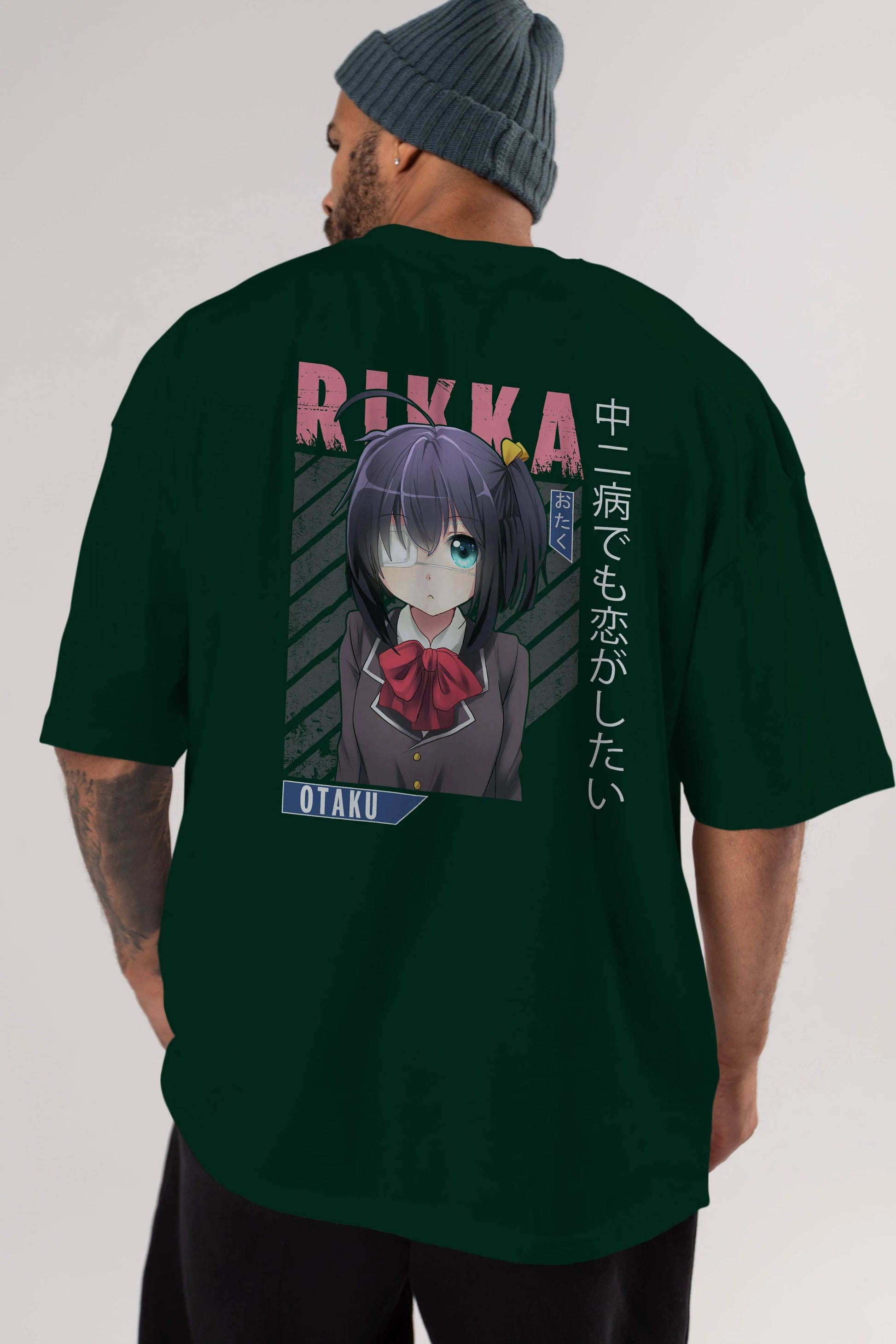 Rikka Takanashi 9 Anime Arka Baskılı Oversize t-shirt Erkek Kadın Unisex