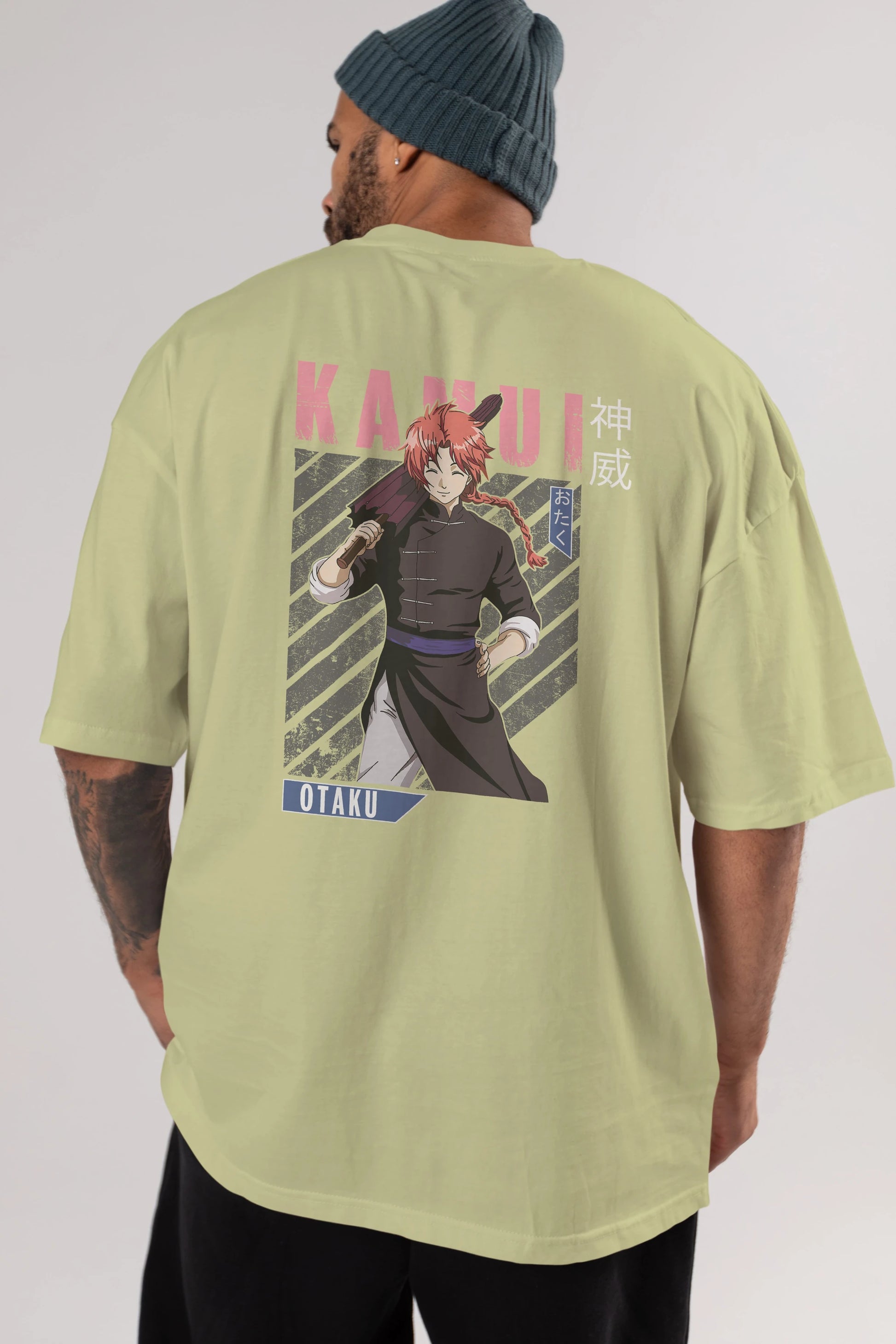 Kamui GINTAMA 1 Anime Arka Baskılı Oversize t-shirt Erkek Kadın Unisex