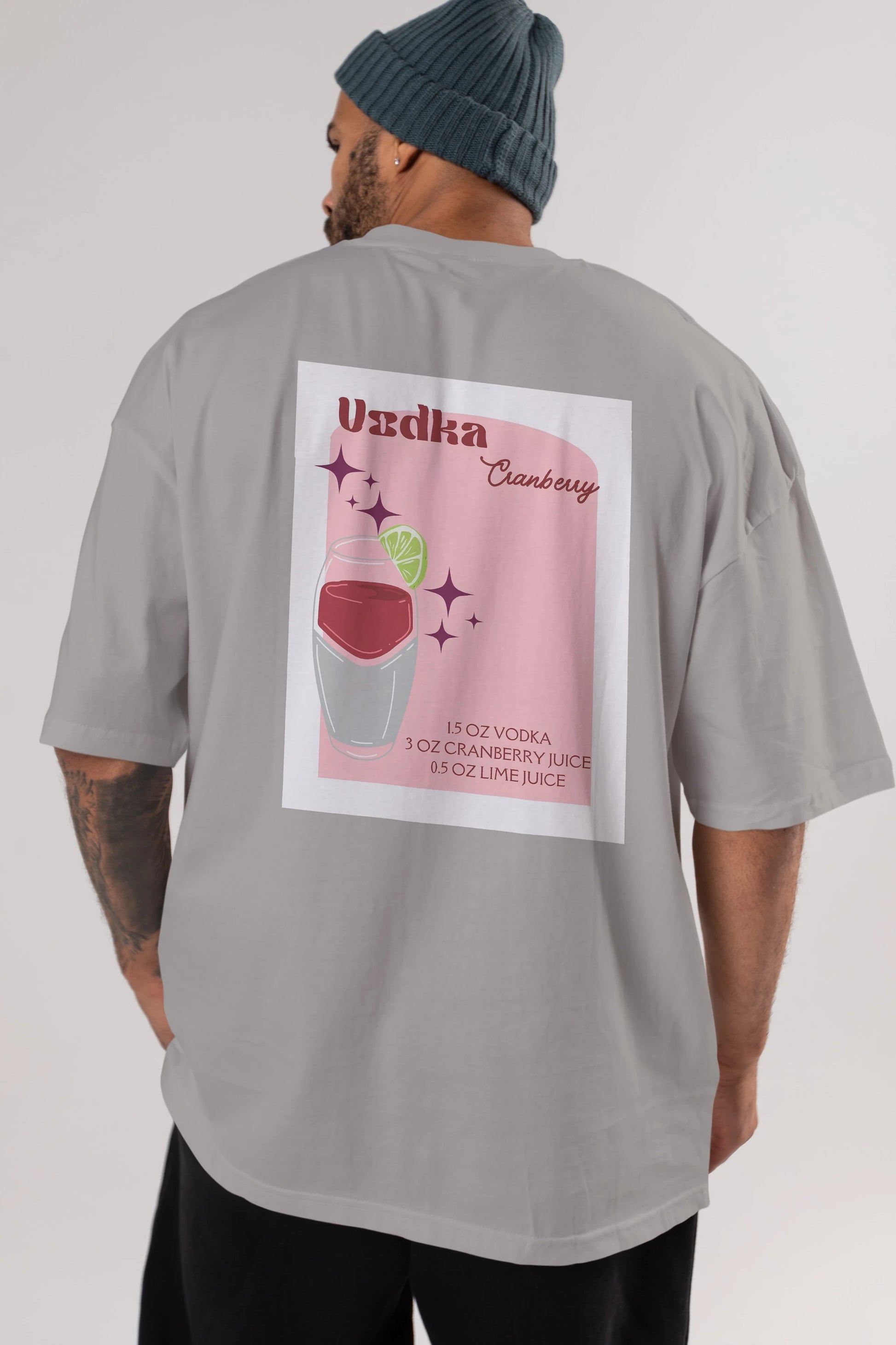 Vodka Cranberry 2 Arka Baskılı Oversize t-shirt Erkek Kadın Unisex %100 Pamuk Bisiklet Yaka tişort