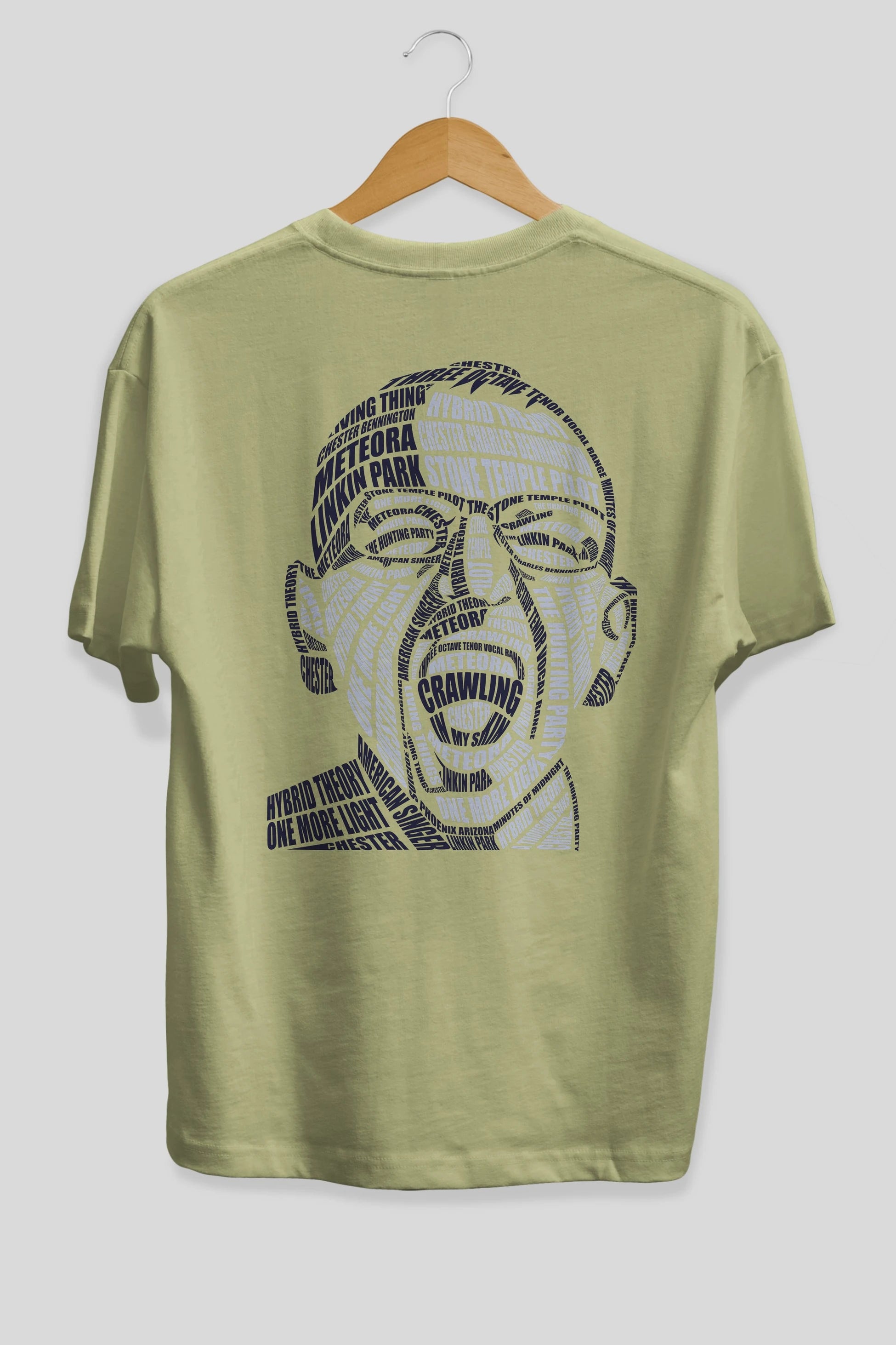 Chester Bennington Calligram Arka Baskılı Oversize t-shirt %100 pamuk Erkek Kadın Unisex