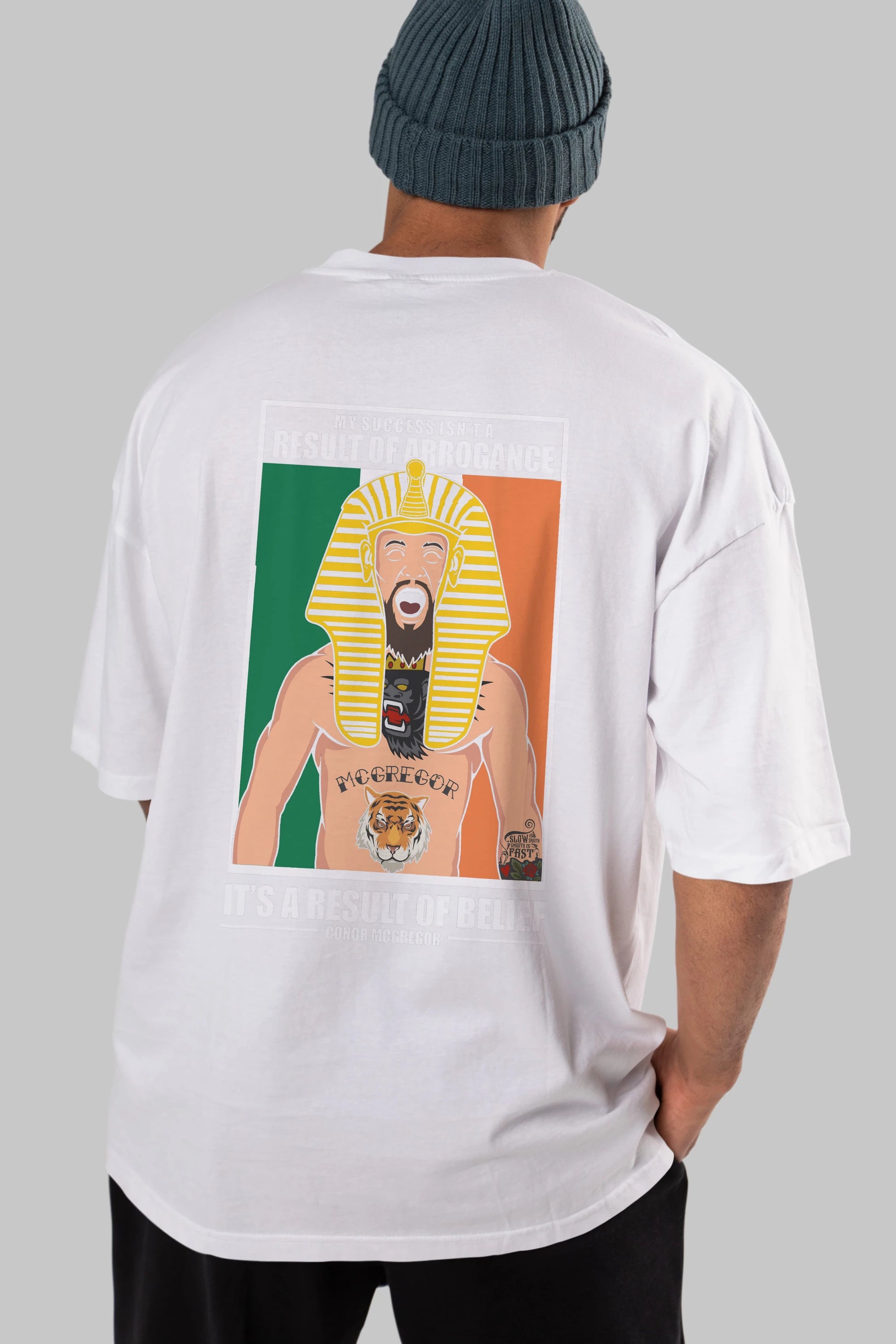 McGregor Pharaoh Arka Baskılı Oversize t-shirt Erkek Kadın Unisex %100 Pamuk tişort