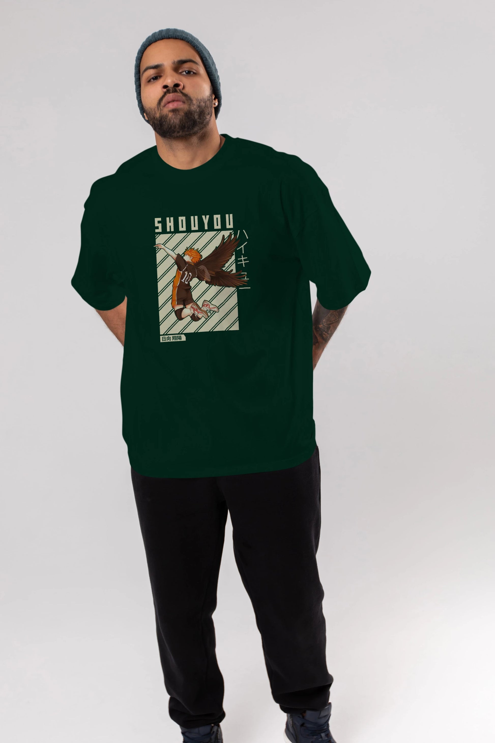 Shouyou Hinata 3 Anime Ön Baskılı Oversize t-shirt %100 pamuk Erkek Kadın Unisex