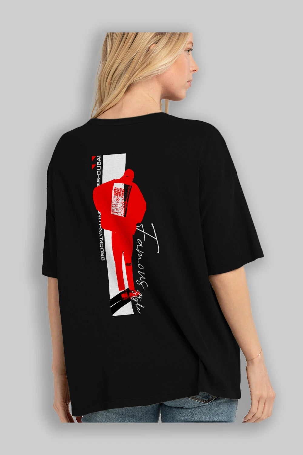 Brooklyn Style Arka Baskılı Oversize t-shirt Erkek Kadın Unisex