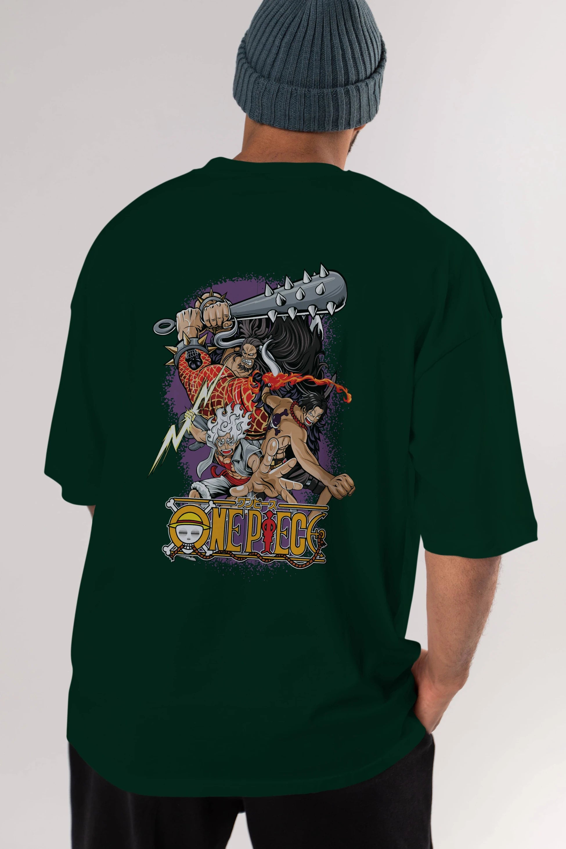 ONE PIECE (6) Anime Arka Baskılı Oversize t-shirt Erkek Kadın Unisex