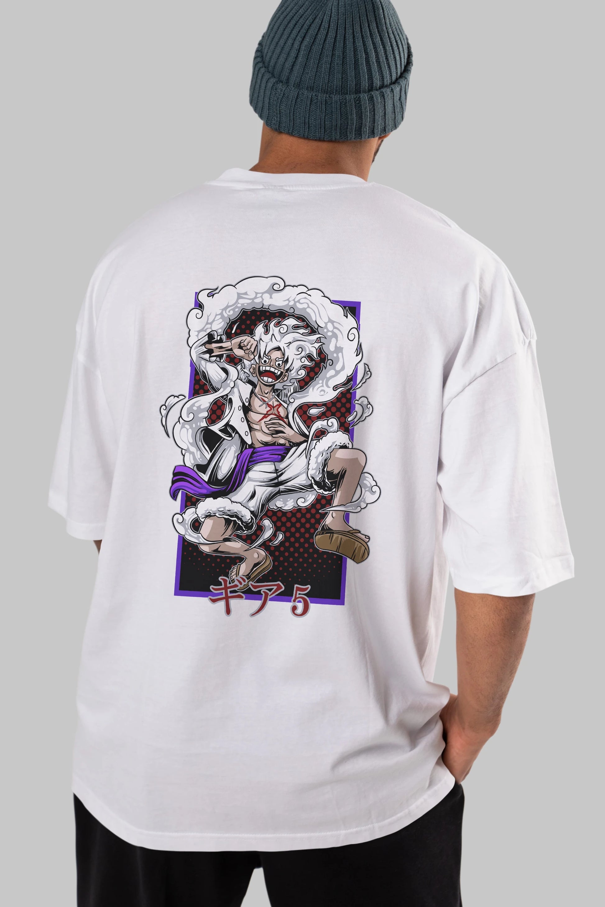 LUFFY GEAR 5 RECUADRO Anime Arka Baskılı Oversize t-shirt Erkek Kadın Unisex