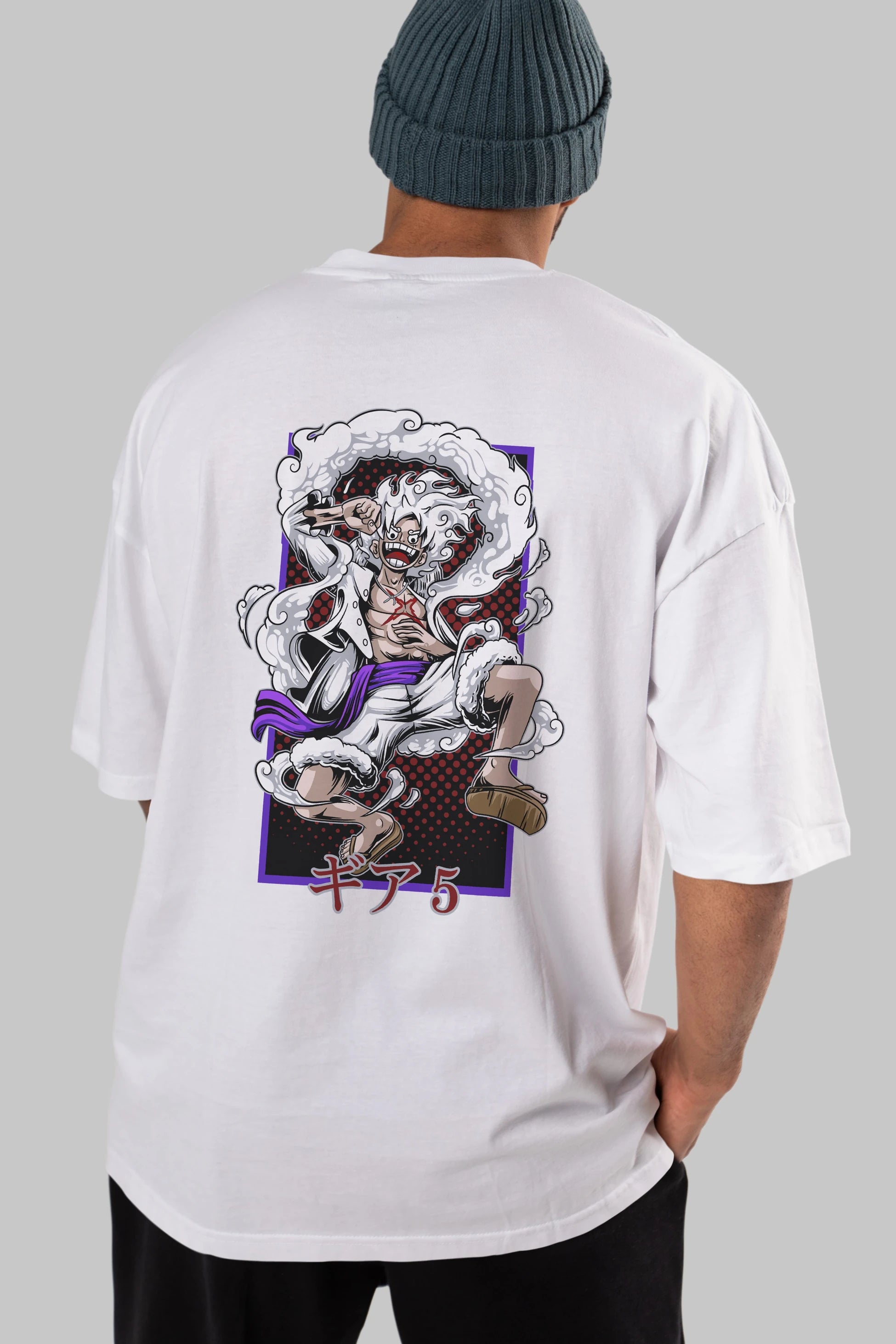 LUFFY GEAR 5 RECUADRO Anime Arka Baskılı Oversize t-shirt Erkek Kadın Unisex