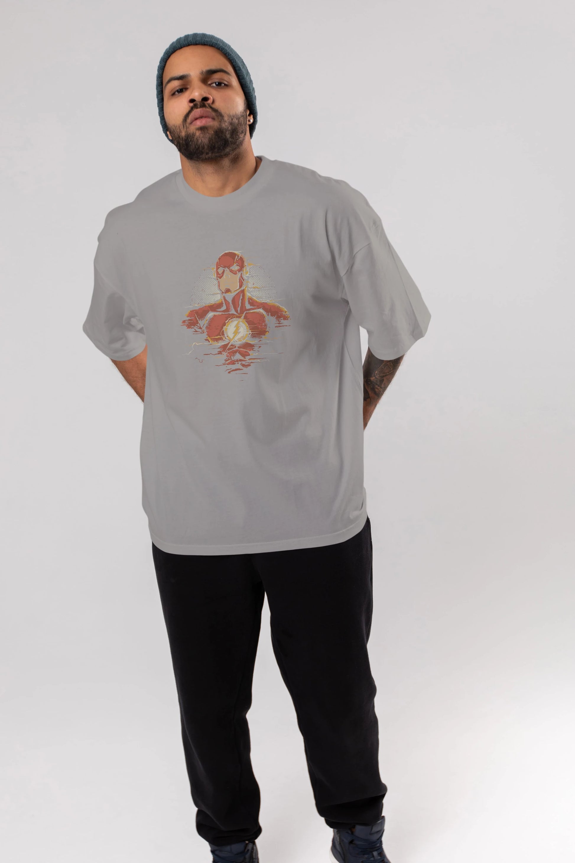 Flash Avengers Ön Baskılı Oversize t-shirt Erkek Kadın Unisex %100 Pamuk Bisiklet Yaka tişort