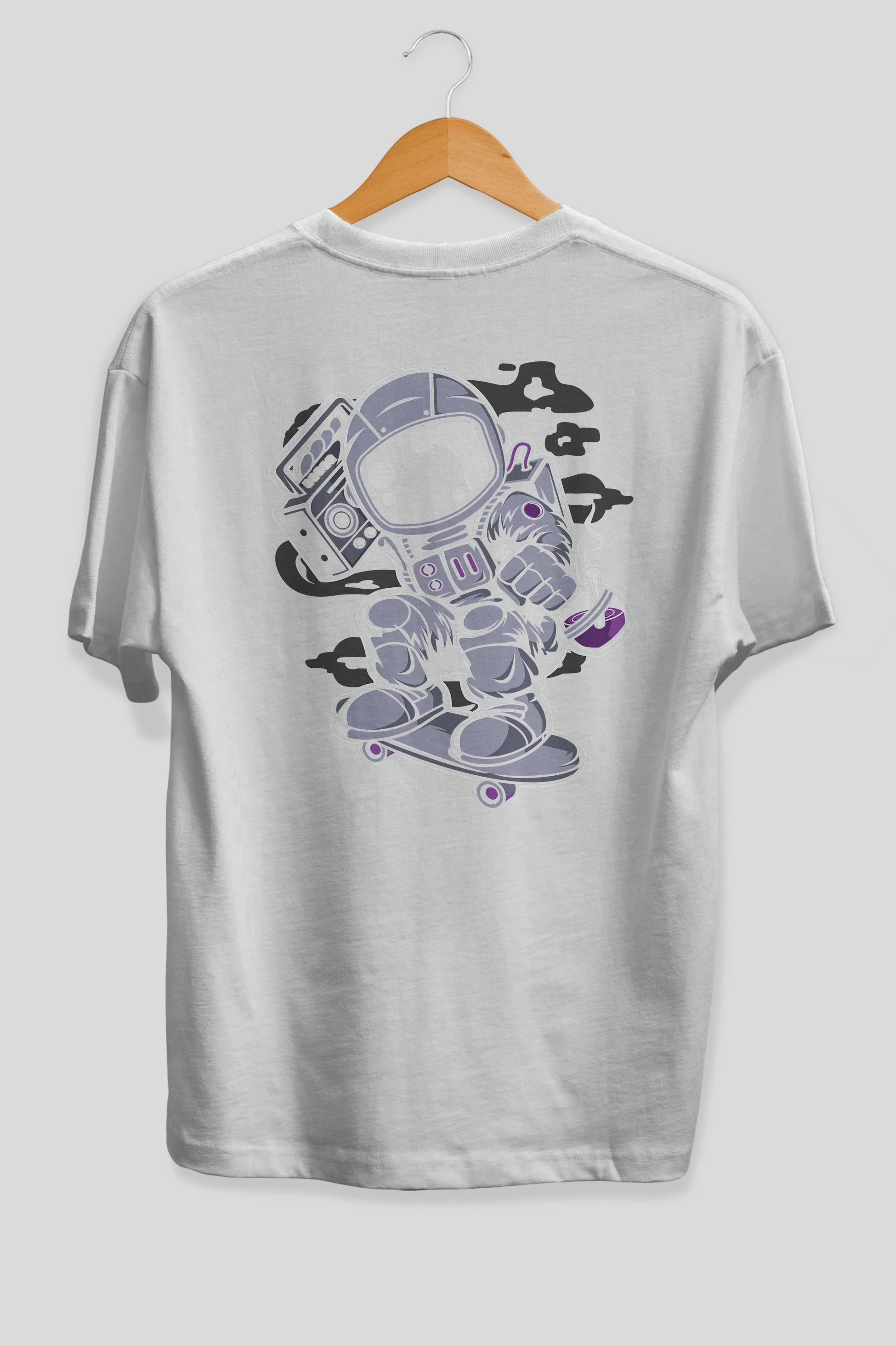Astroanut Skater Boombox Arka Baskılı Oversize t-shirt Erkek Kadın Unisex