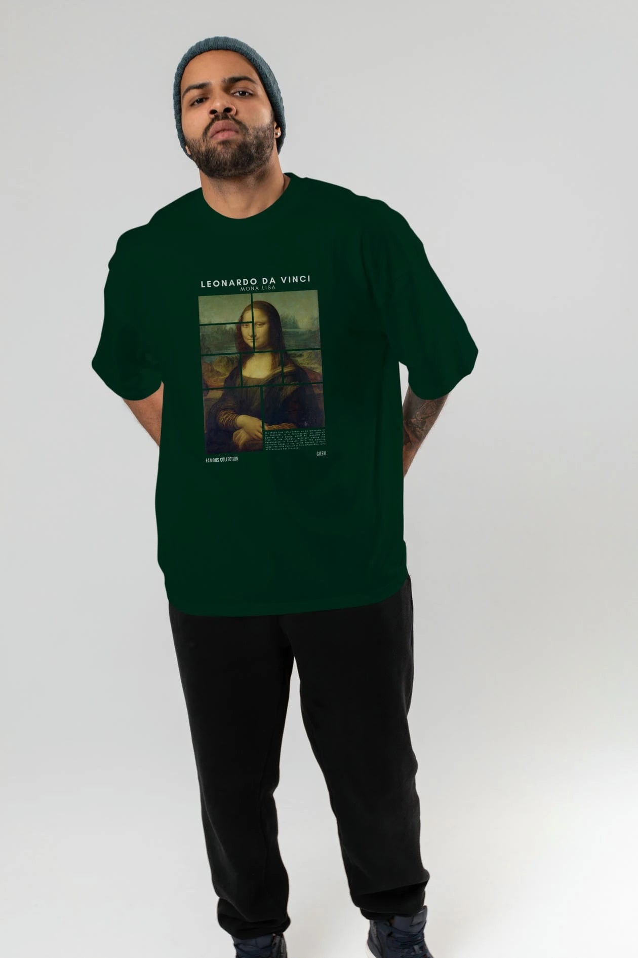 Leonardo Da Vinci Mona Lisa ön Baskılı Oversize t-shirt Erkek Kadın Bisiklet Yaka Pamuk tişort