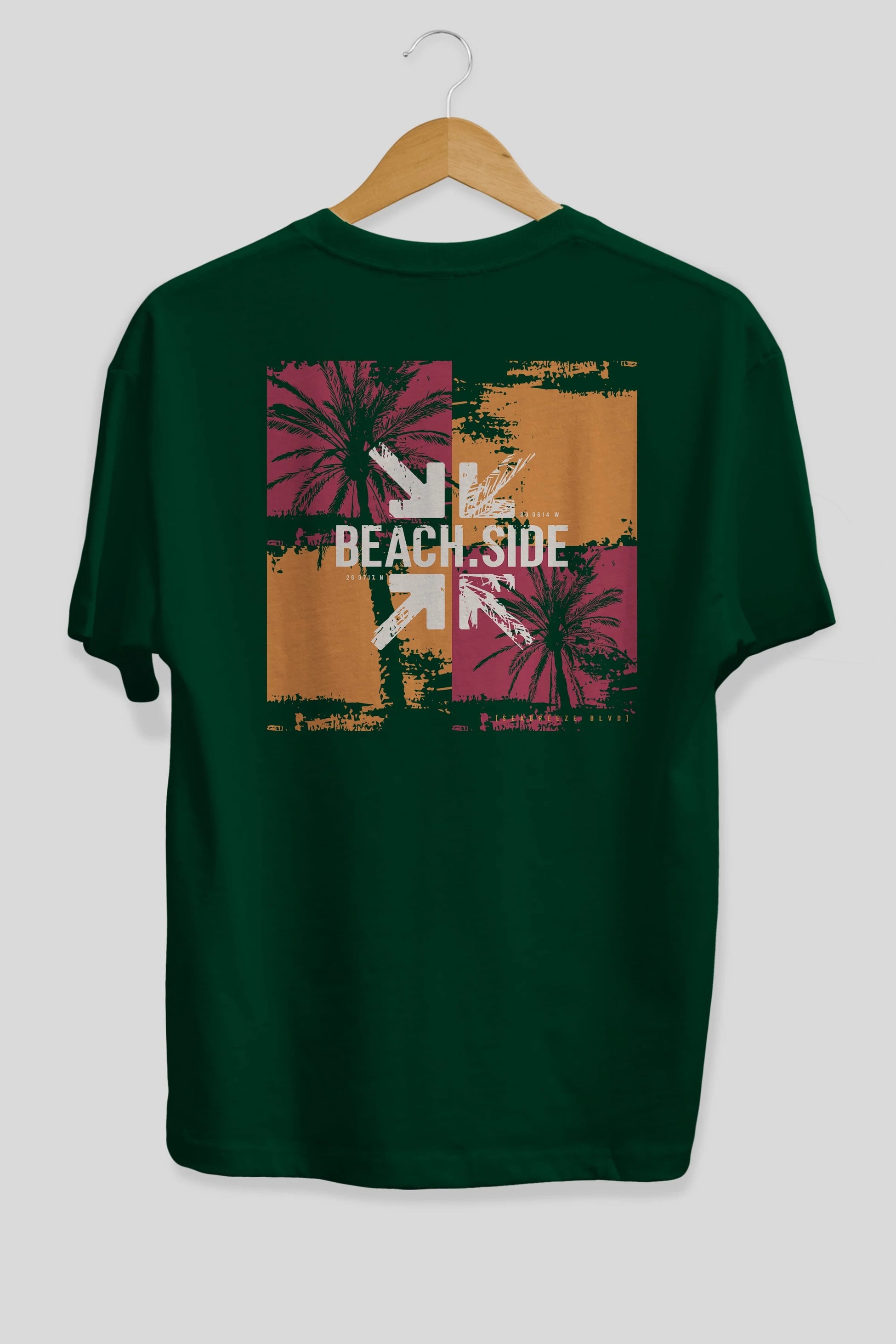 Beach Side Arka Baskılı Oversize t-shirt Erkek Kadın Unisex
