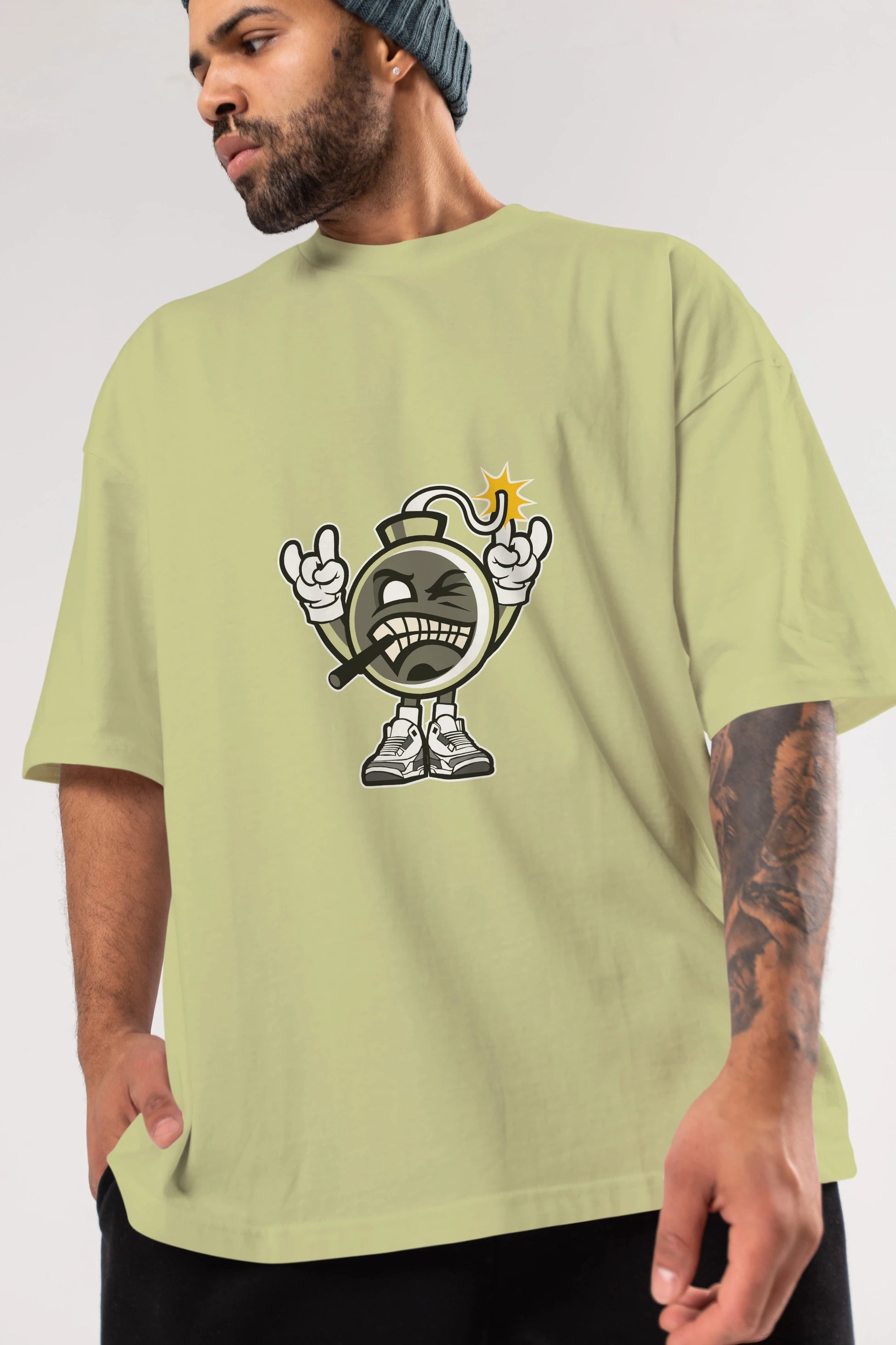Evil Bomb Ön Baskılı Oversize t-shirt Erkek Kadın Unisex %100 Pamuk tişort