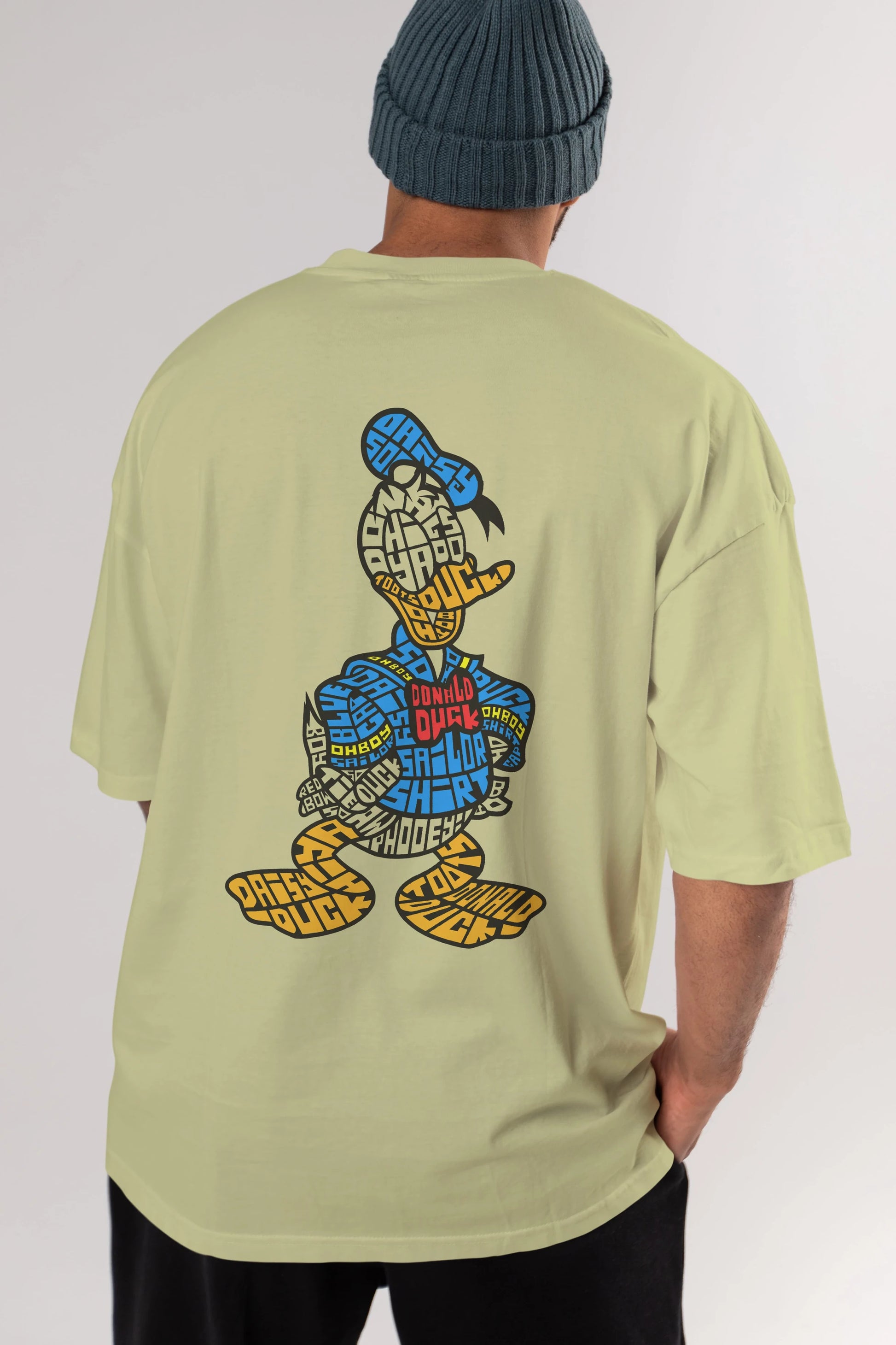 Donald Arka Baskılı Oversize t-shirt %100 pamuk Erkek Kadın Unisex