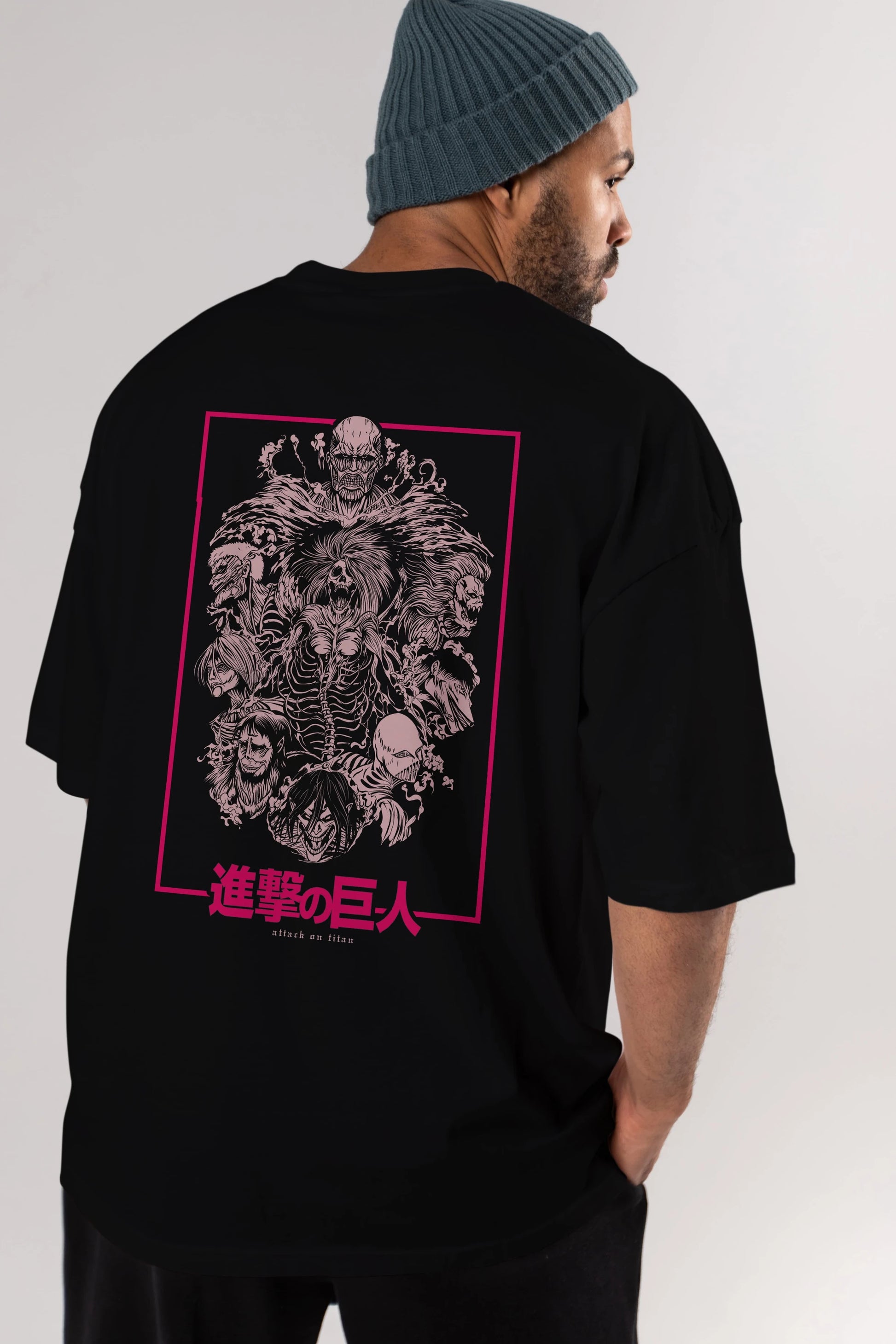 ATTACK ON TITANS Anime Arka Baskılı Oversize t-shirt Erkek Kadın Unisex