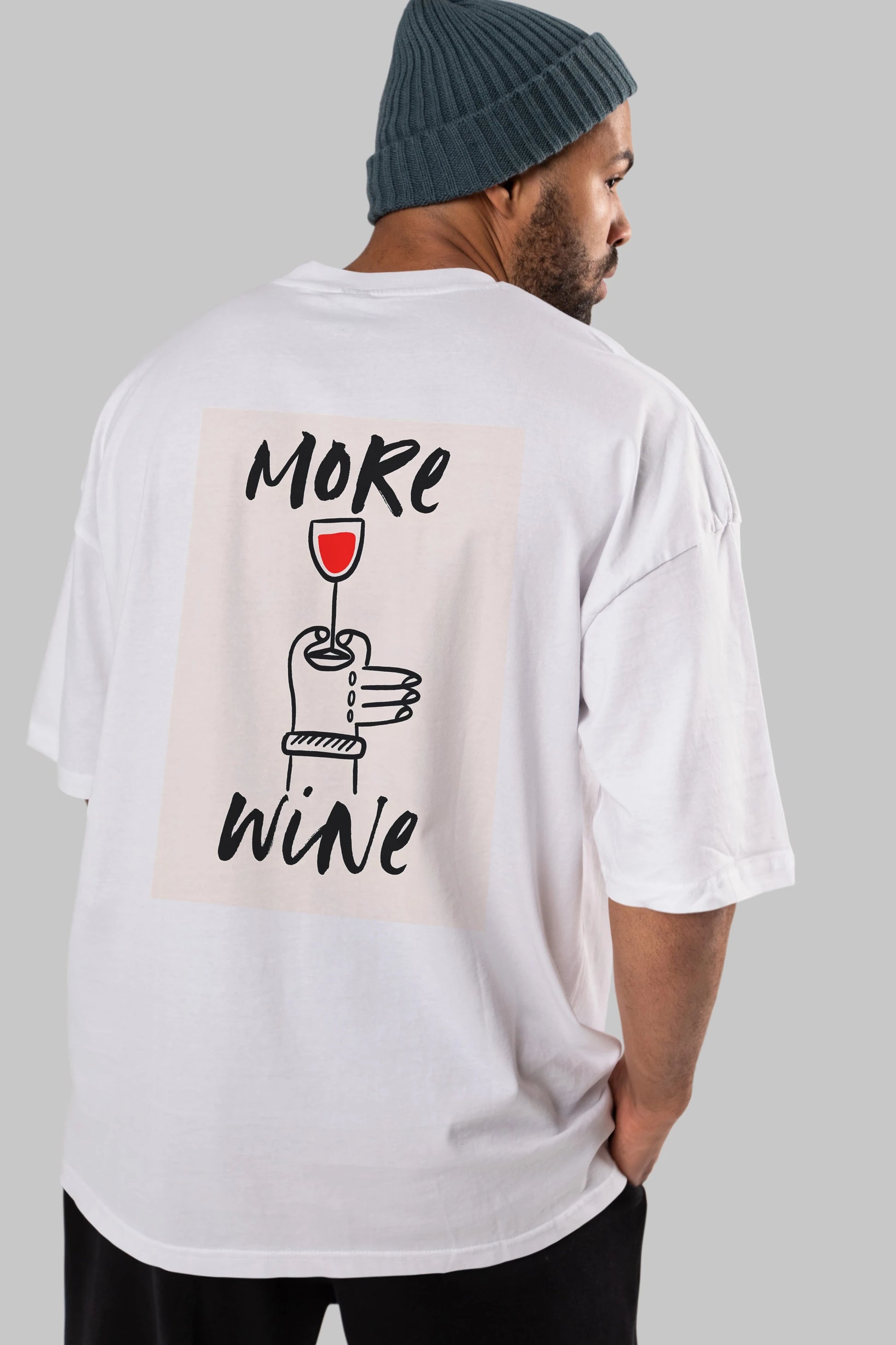 More Wine 2 Arka Baskılı Oversize t-shirt Erkek Kadın Unisex %100 Pamuk Bisiklet Yaka tişort