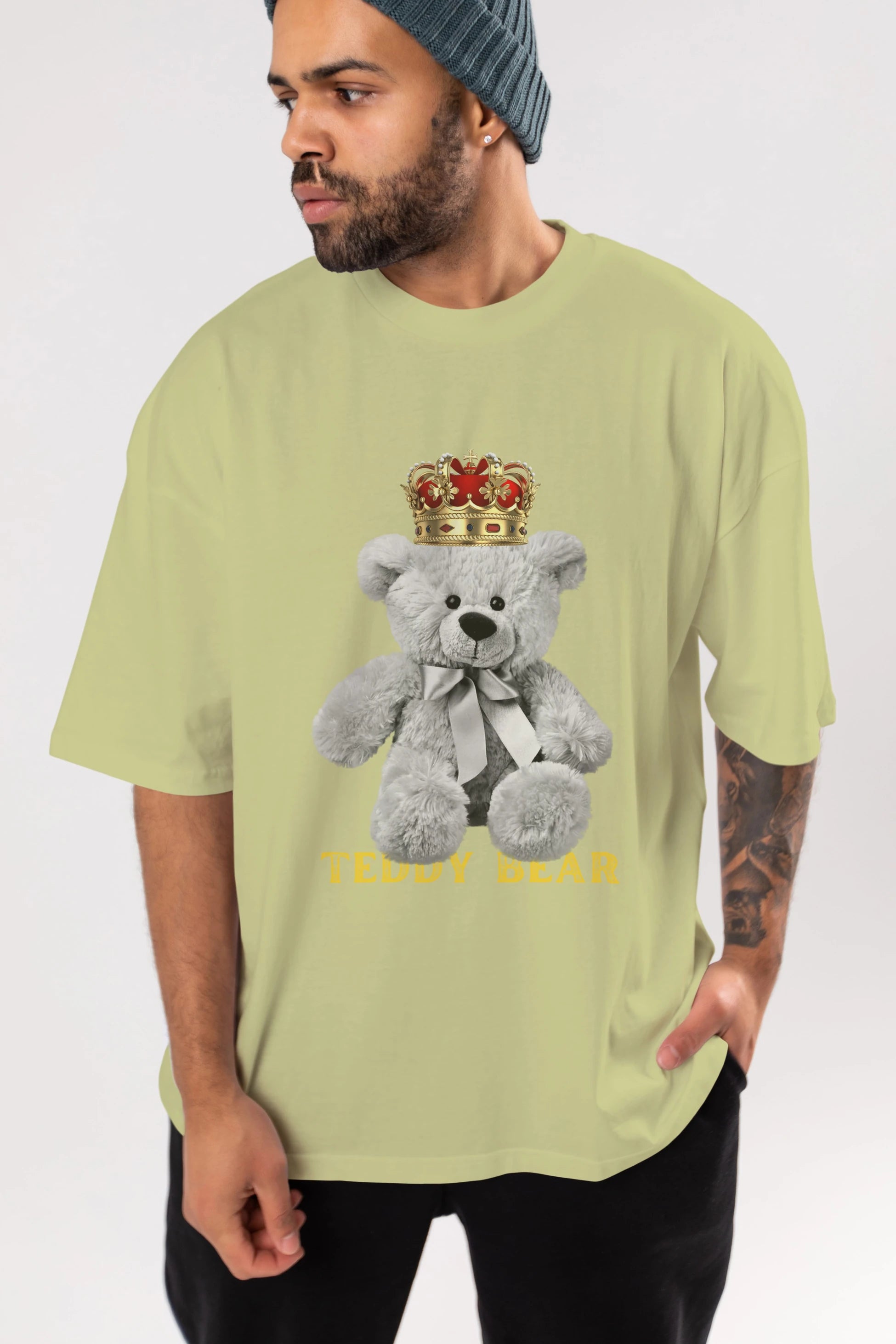 Teddy Bear Ön Baskılı Oversize t-shirt Erkek Kadın Unisex