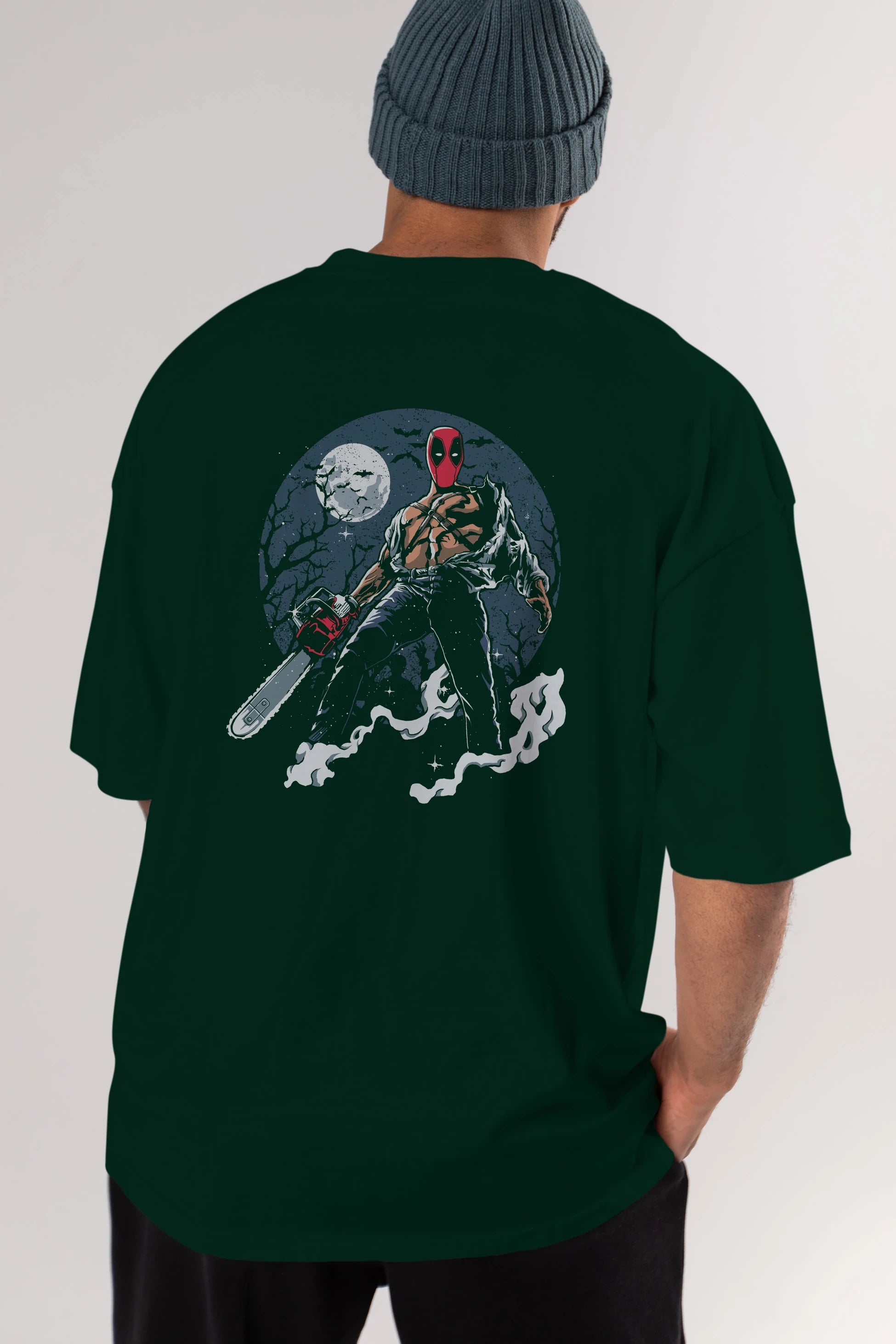 Evil Deadpool Arka Baskılı Oversize t-shirt Erkek Kadın Unisex %100 Pamuk