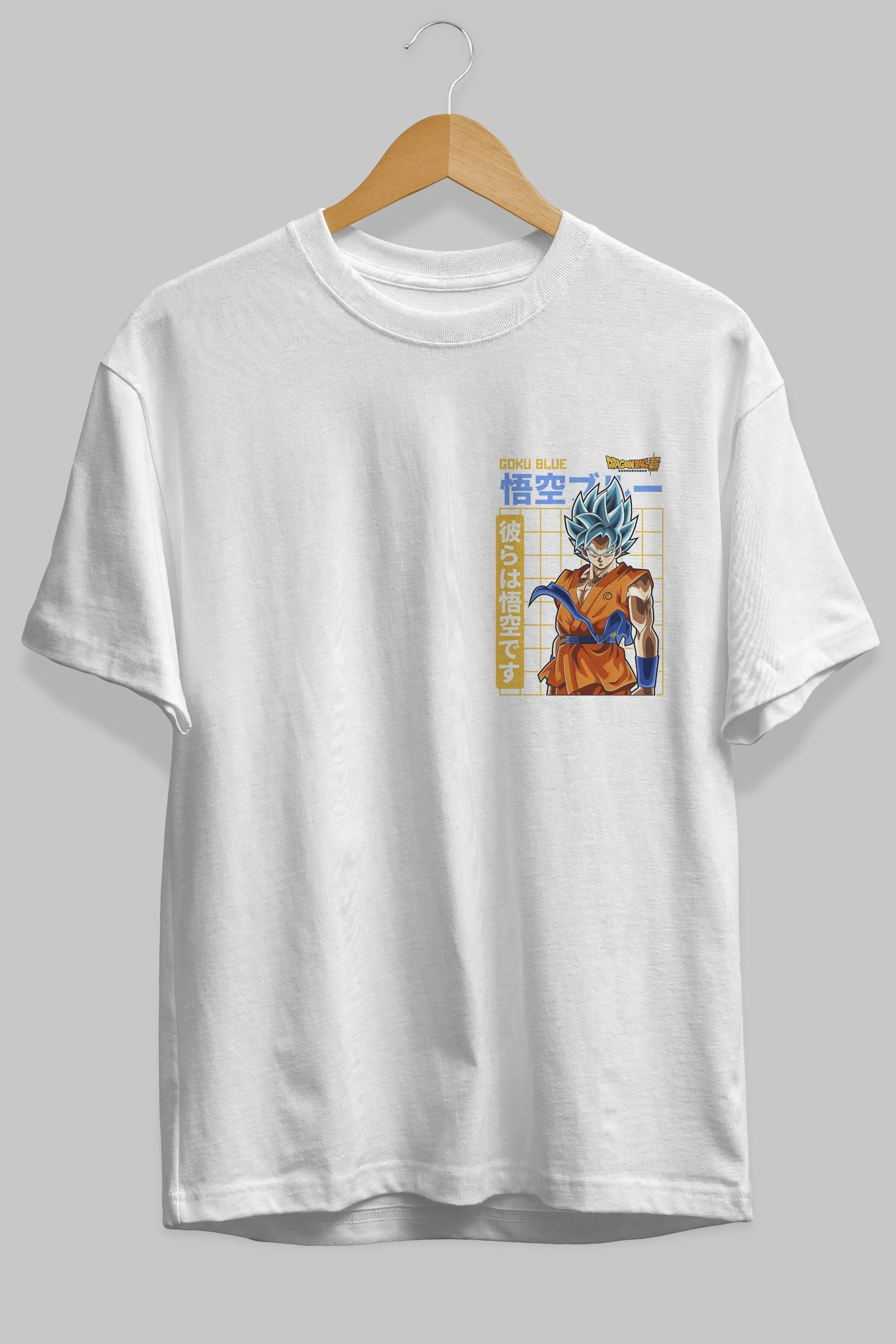 GOKU 1 Ön Sol Baskılı Oversize t-shirt Erkek Kadın Unisex %100 Pamuk Bisiklet Yaka tişort