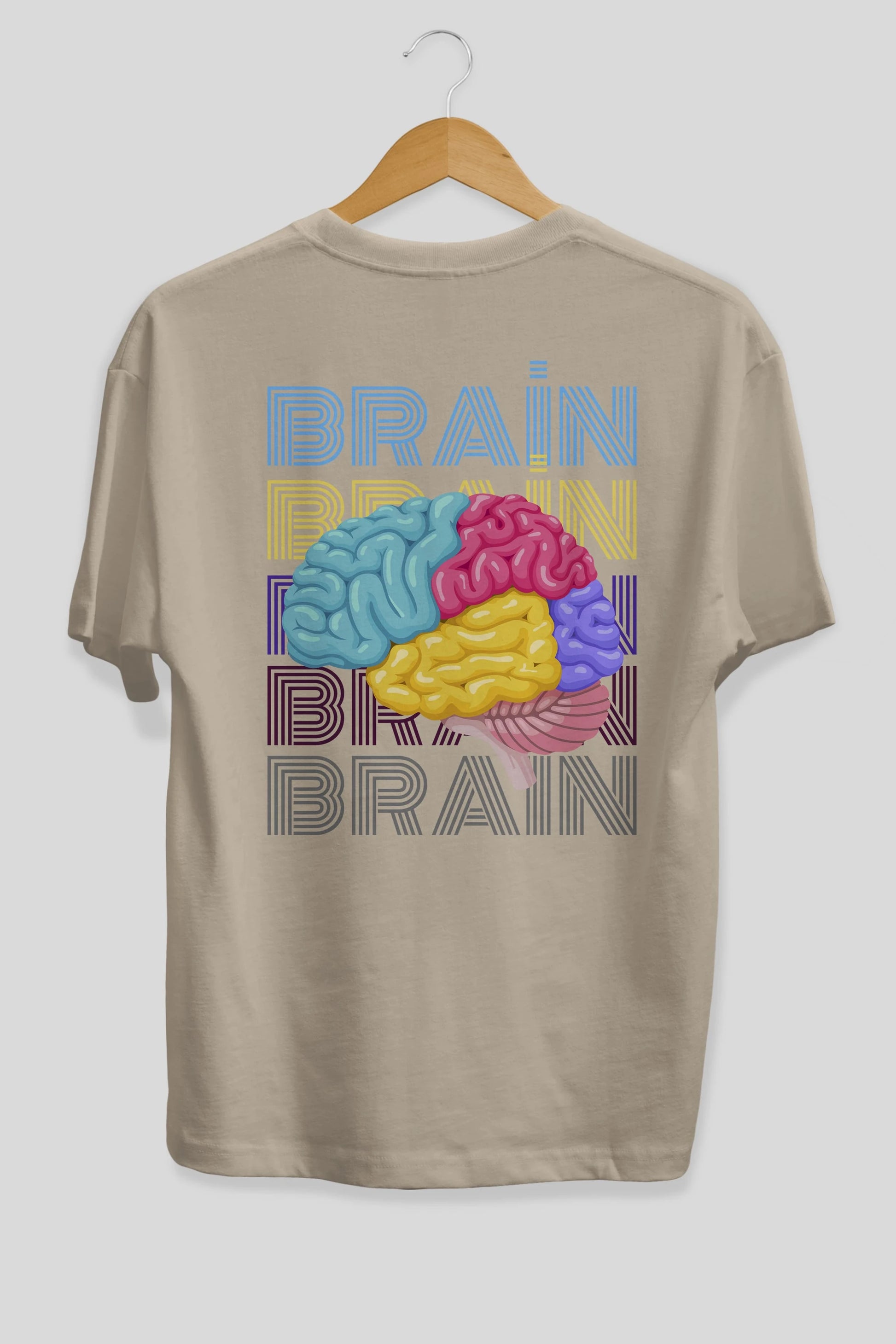 Brain Yazılı Arka Baskılı Oversize t-shirt Erkek Kadın Unisex