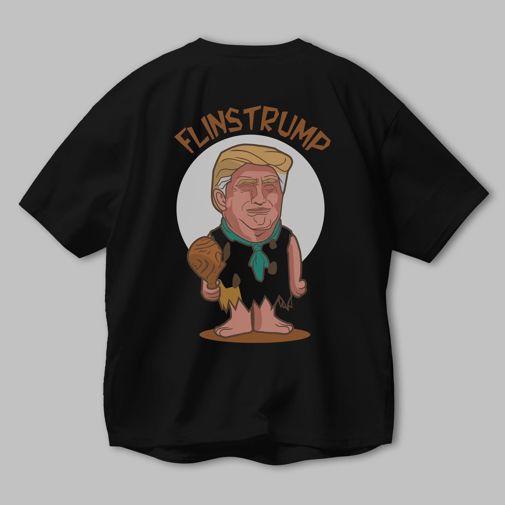 Flinstrump Arka Baskılı Oversize t-shirt Erkek Kadın Unisex %100 Pamuk tişort