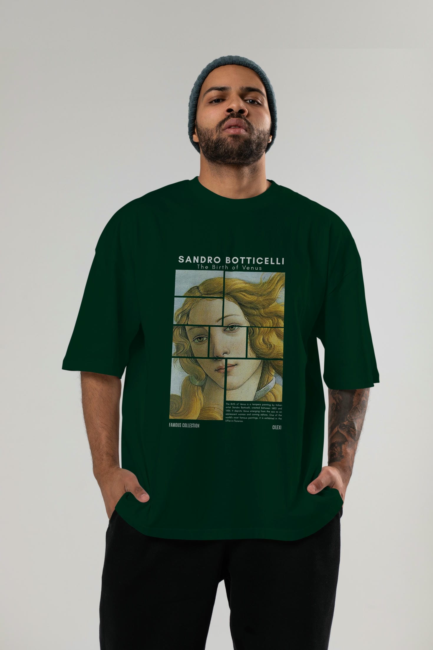 Sandro Botticelli ön Baskılı Oversize t-shirt Erkek Kadın Bisiklet Yaka Pamuk tişort