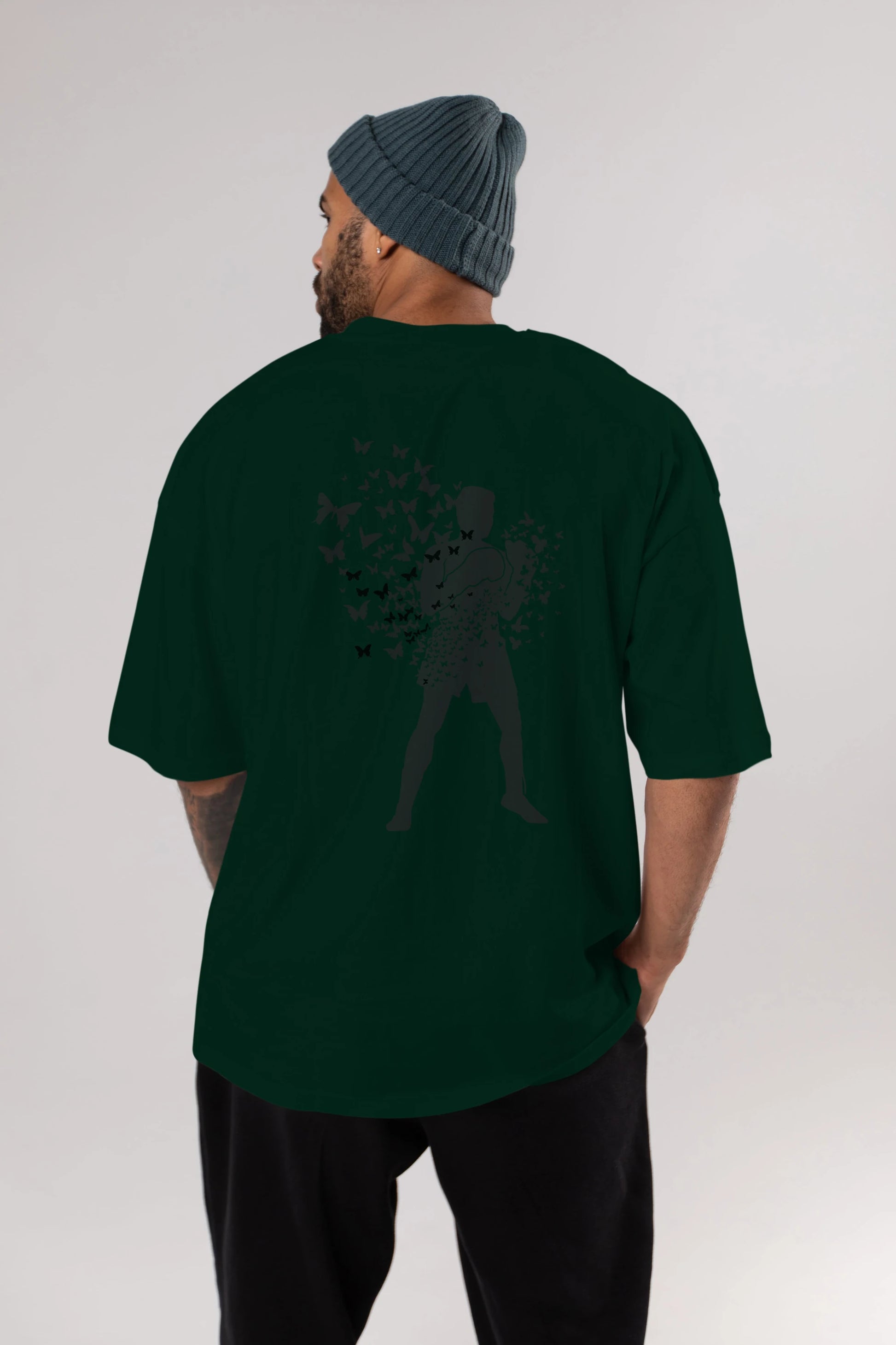 Float Like Butterfly Sting Like Bee Arka Baskılı Oversize t-shirt %100 pamuk Erkek Kadın Unisex