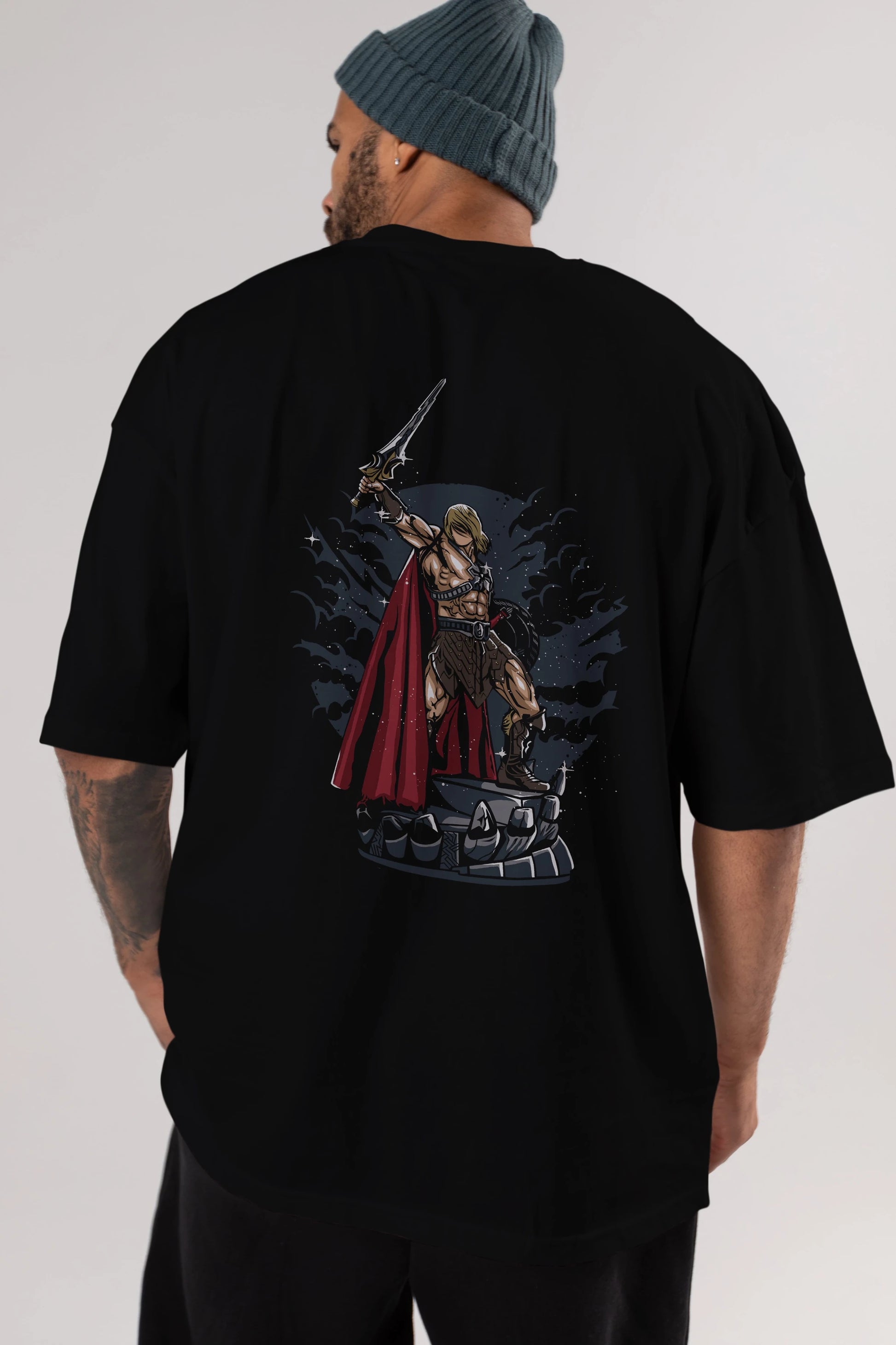 Warrior Arka Baskılı Oversize t-shirt Erkek Kadın Unisex %100 Pamuk