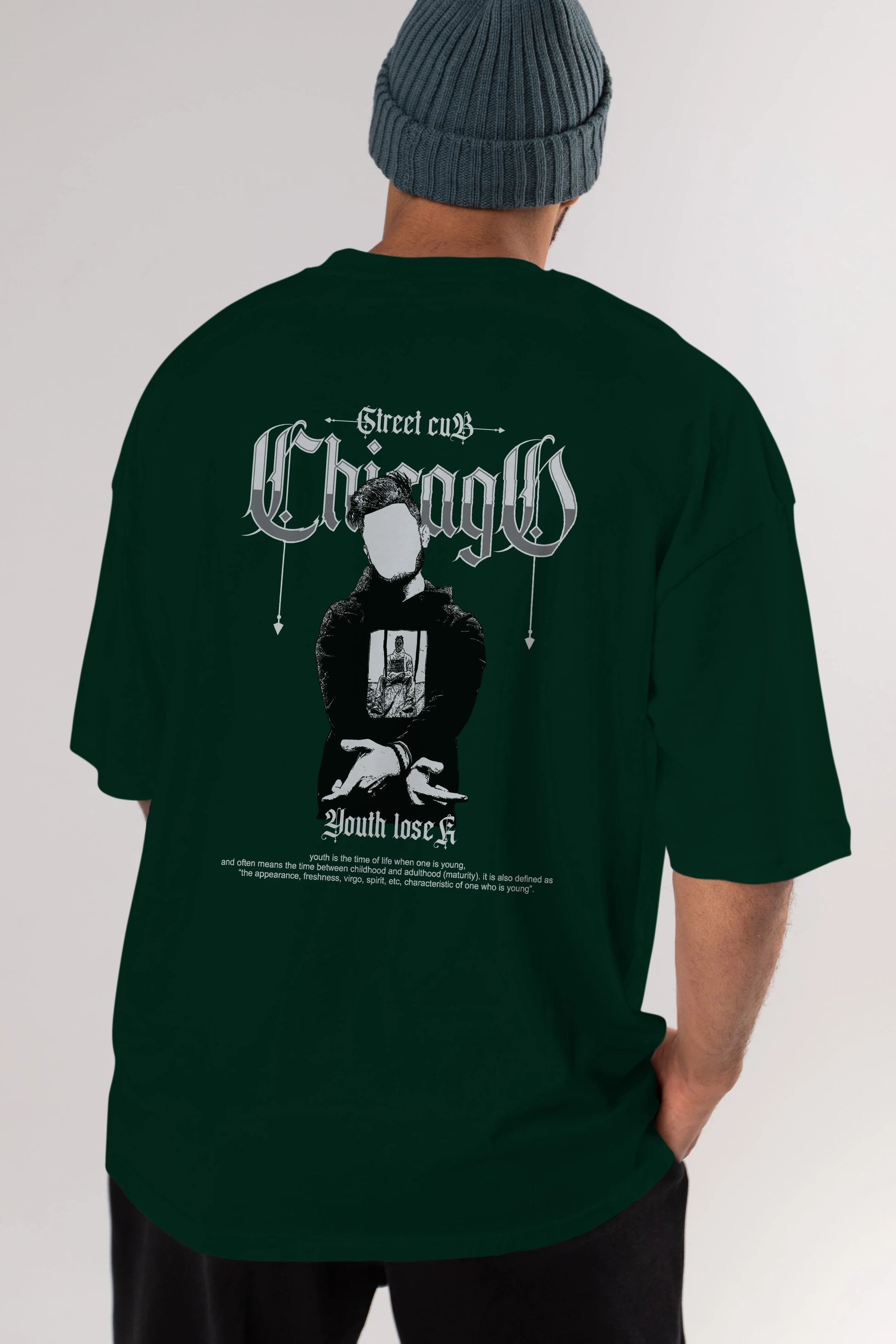 Chicago Street Club Arka Baskılı Oversize t-shirt Erkek Kadın Unisex