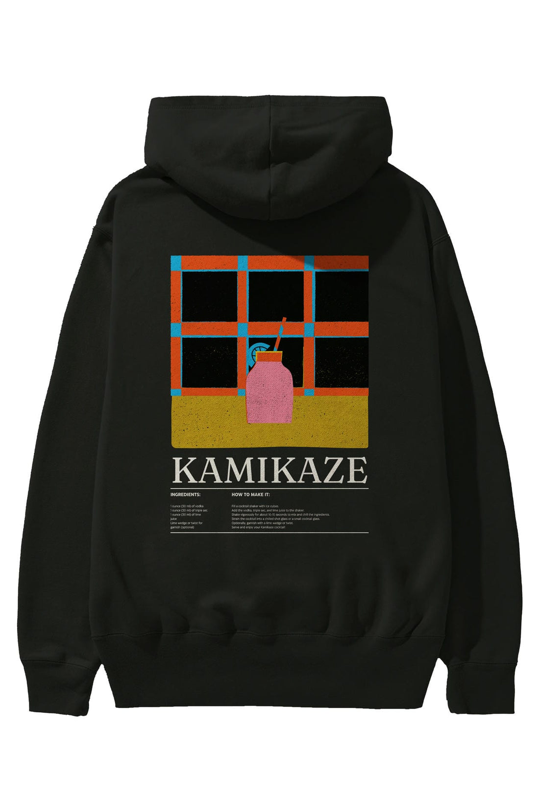 Kamikaze Kokteyl Arka Baskılı Hoodie Oversize Kapüşonlu Sweatshirt Erkek Kadın