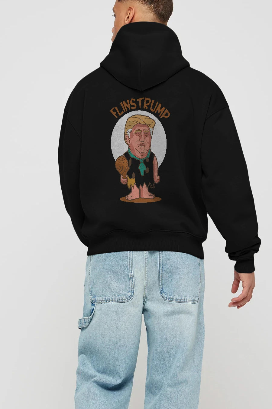 Flinstrump Arka Baskılı Hoodie Oversize Kapüşonlu Sweatshirt Erkek Kadın Unisex