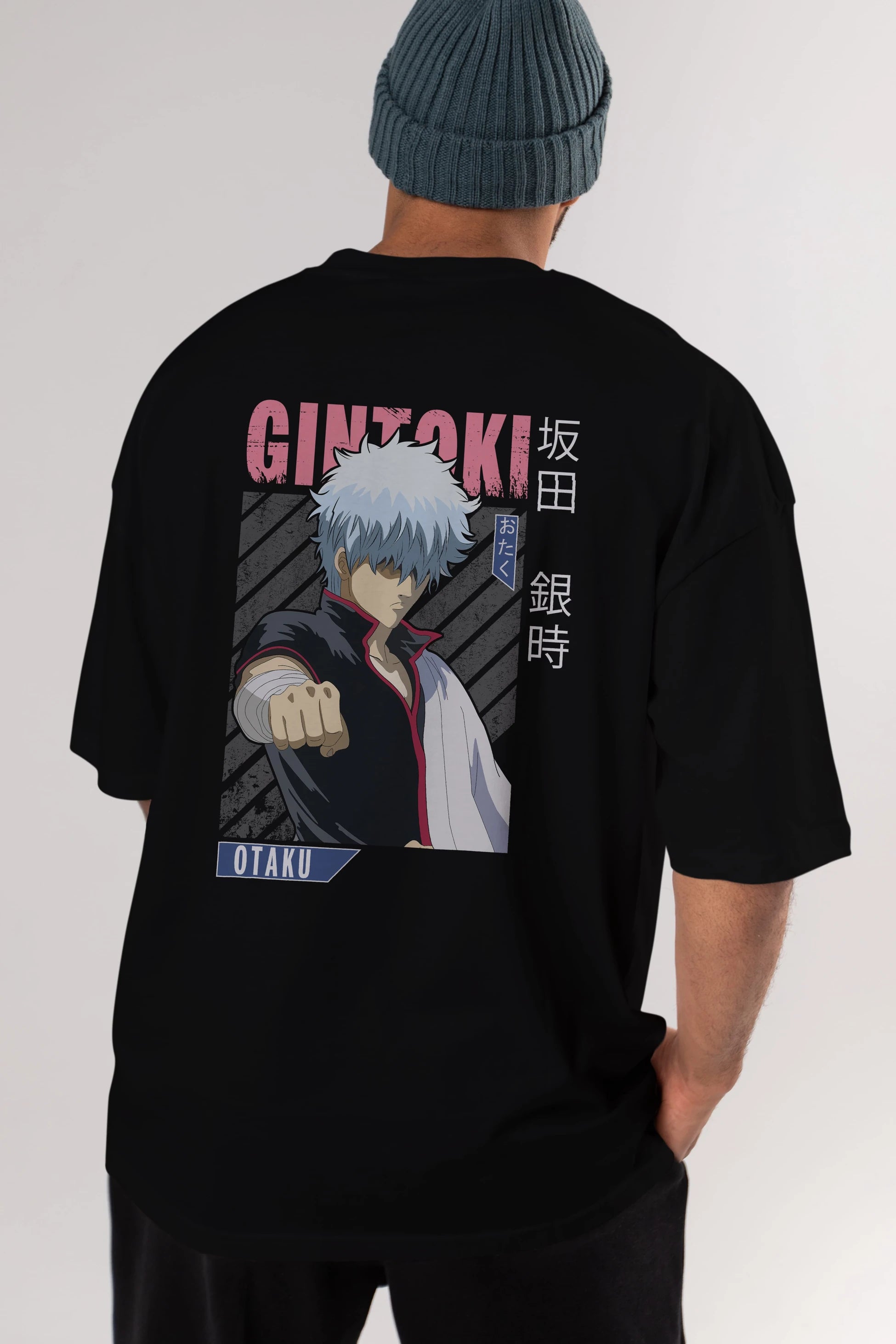 Gintoki Sakata GINTAMA 2 Anime Arka Baskılı Oversize t-shirt Erkek Kadın Unisex