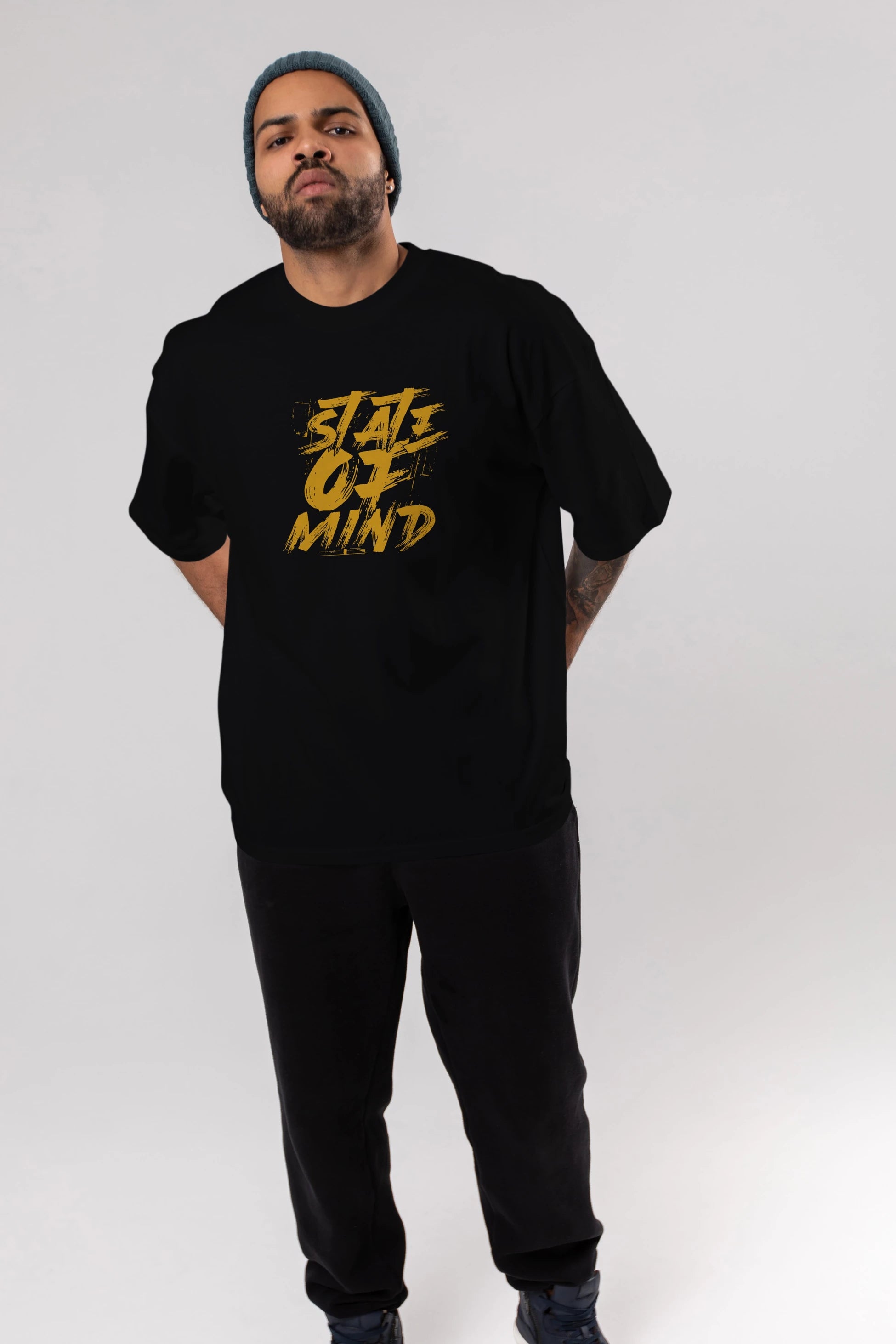 State on Mind Ön Baskılı Oversize t-shirt Erkek Kadın Unisex