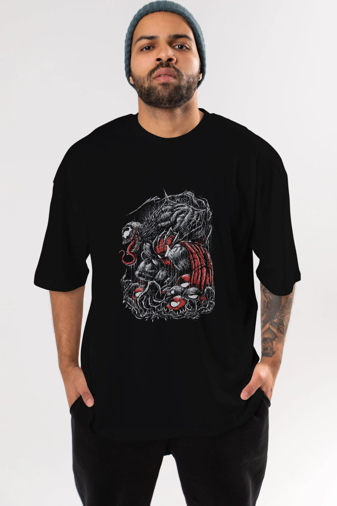 Venom (14) Ön Baskılı Oversize t-shirt Erkek Kadın Unisex %100 Pamuk Bisiklet Yaka tişort