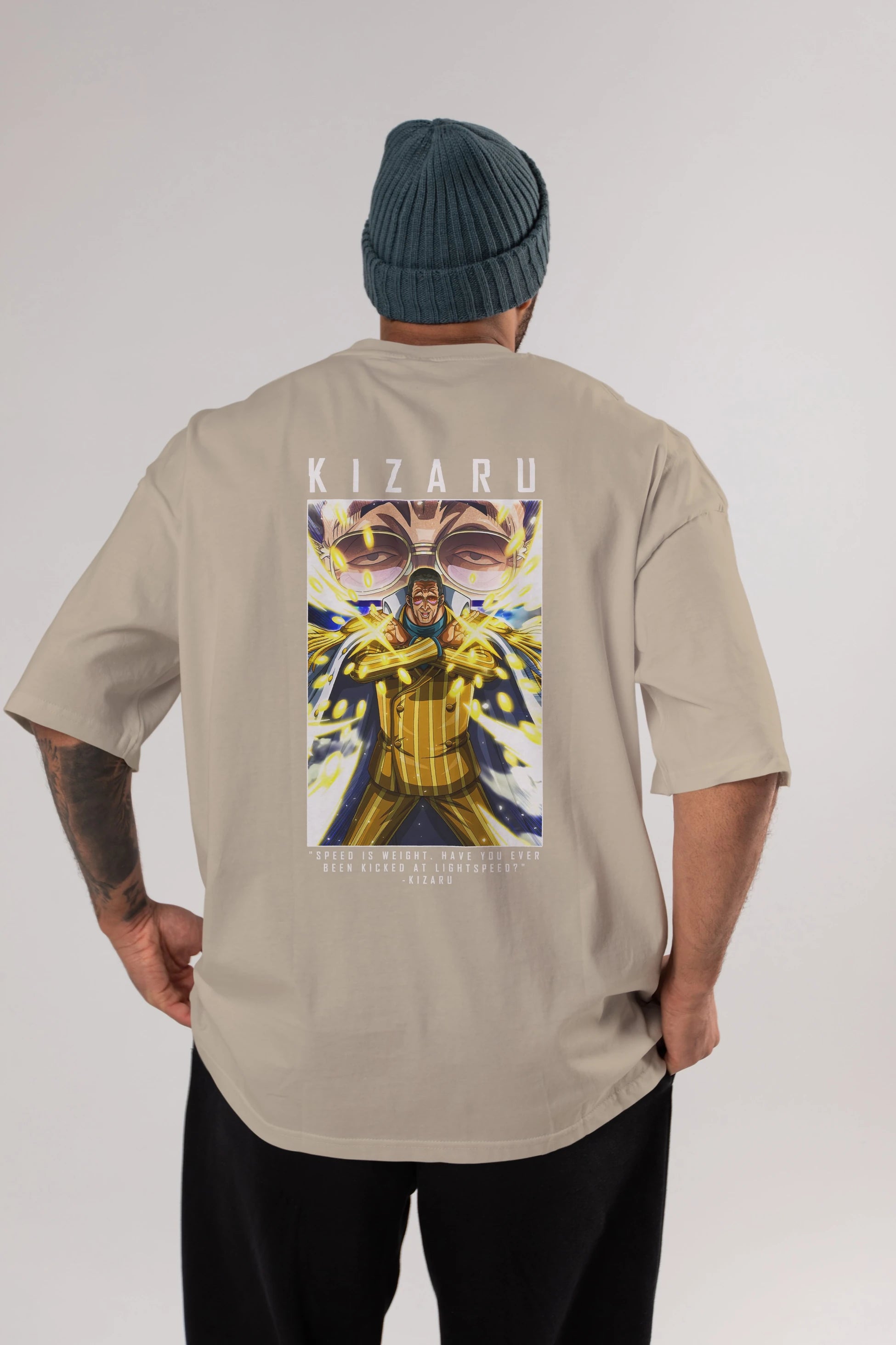 Kizaru Anime Arka Baskılı Oversize t-shirt Erkek Kadın Unisex %100 pamuk tişort