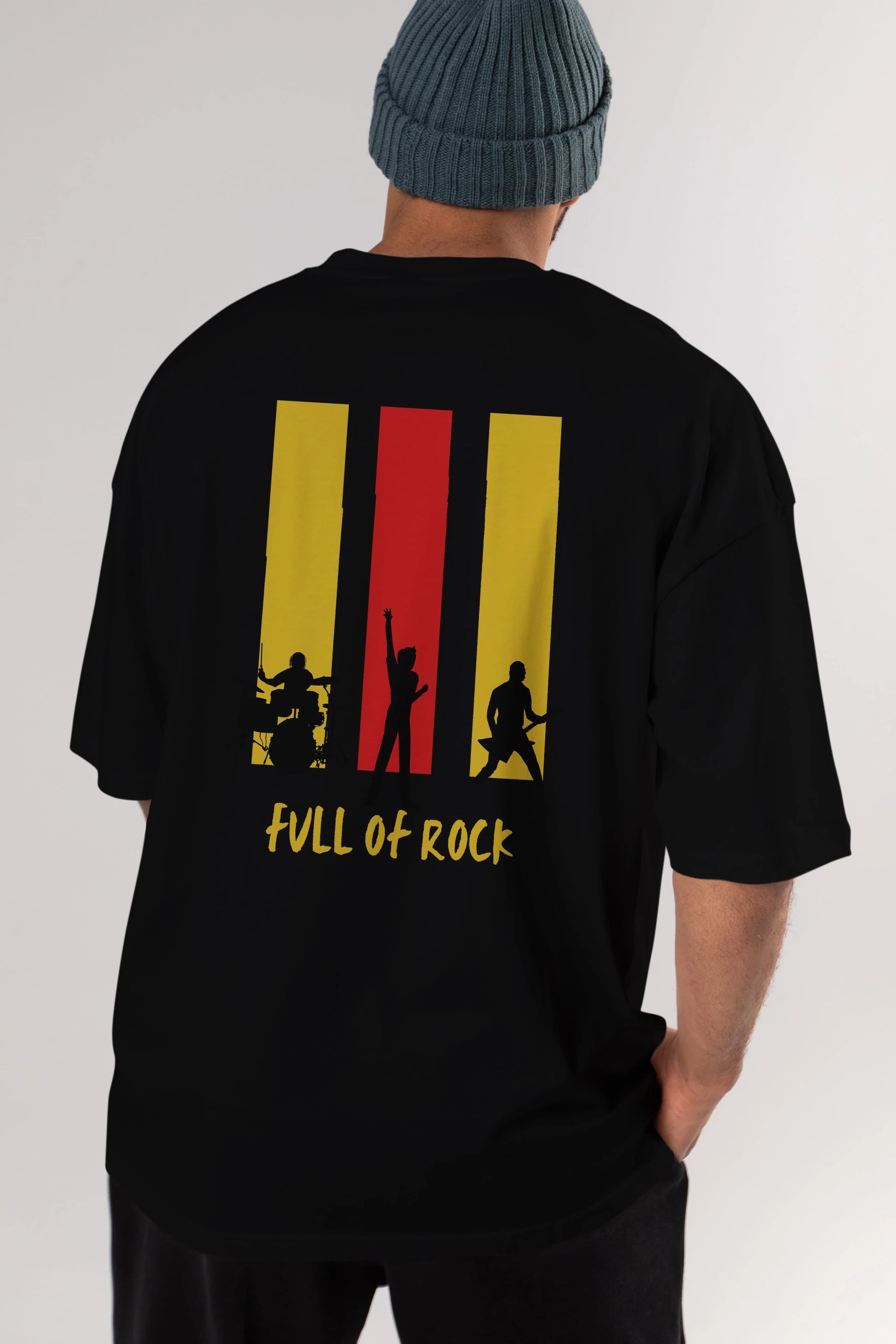 Full of Rock Yazılı Arka Baskılı Oversize t-shirt Erkek Kadın Unisex