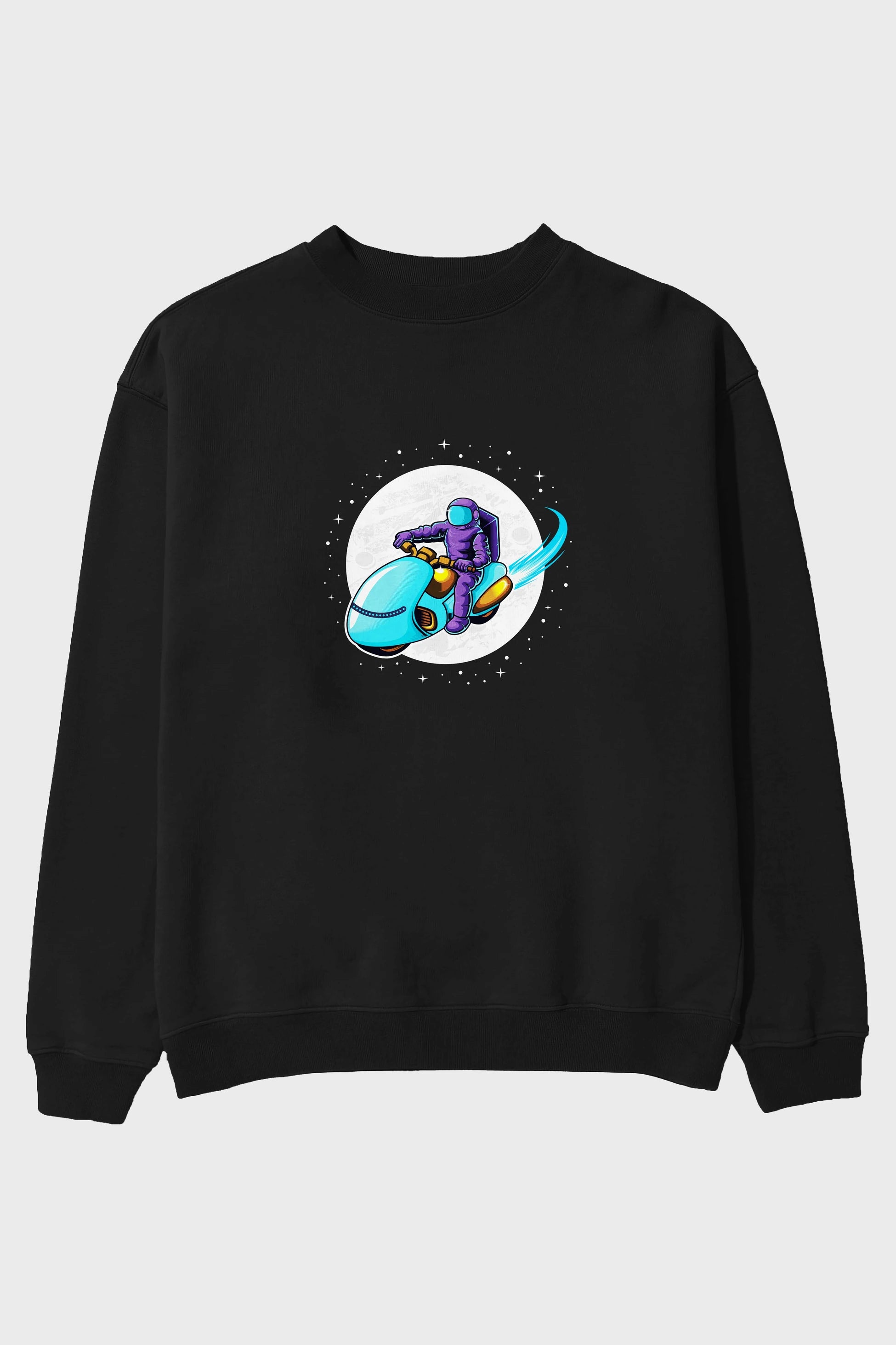Astrorider in Space Ön Baskılı Oversize Sweatshirt Erkek Kadın Unisex