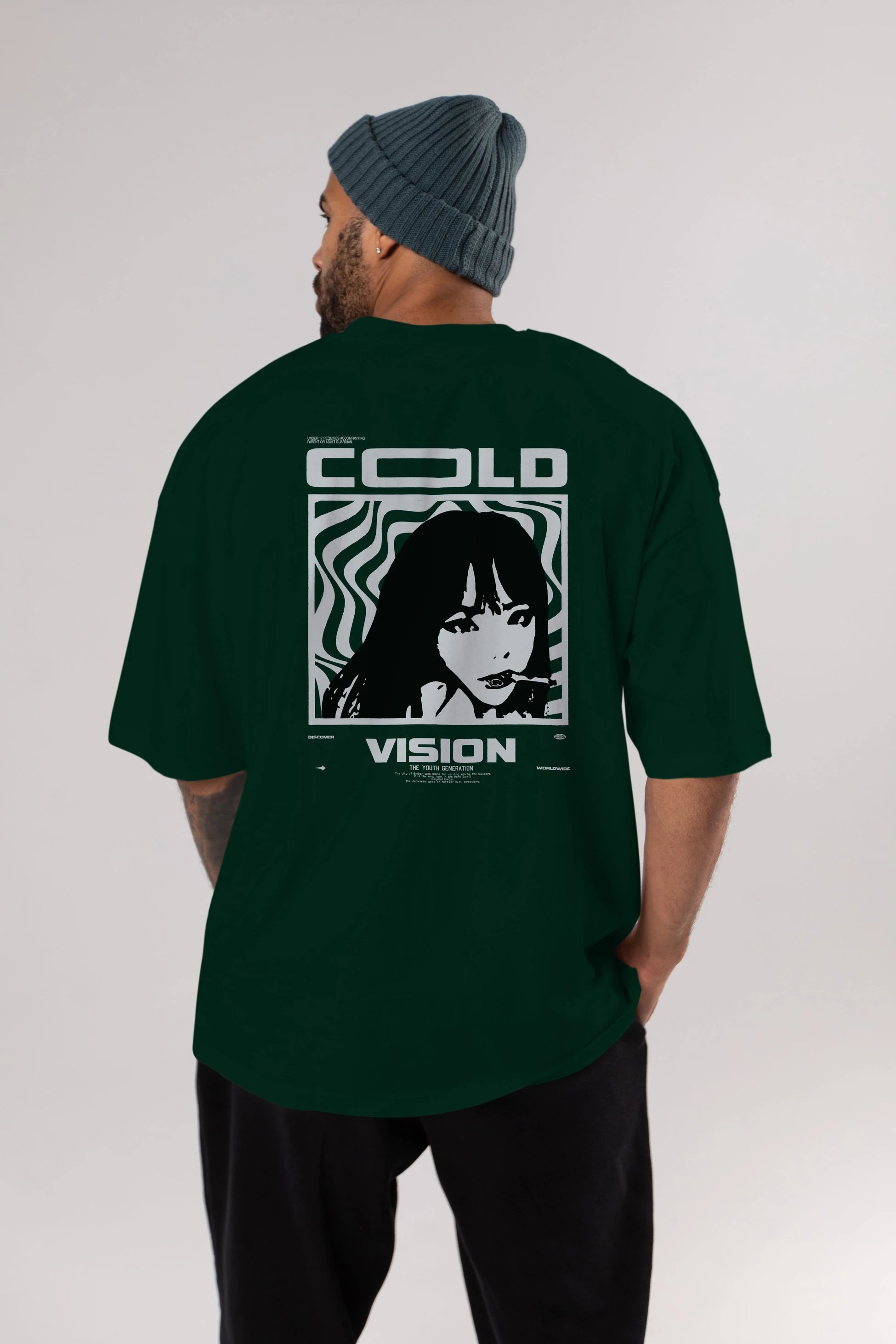 Cold Vision Arka Baskılı Oversize t-shirt Erkek Kadın Unisex