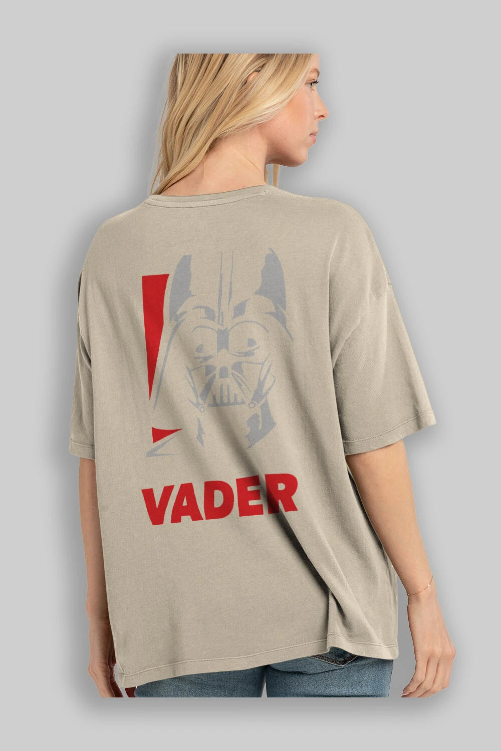 Darth Vader Arka Baskılı Oversize t-shirt Erkek Kadın Unisex %100 Pamuk Bisiklet Yaka tişort