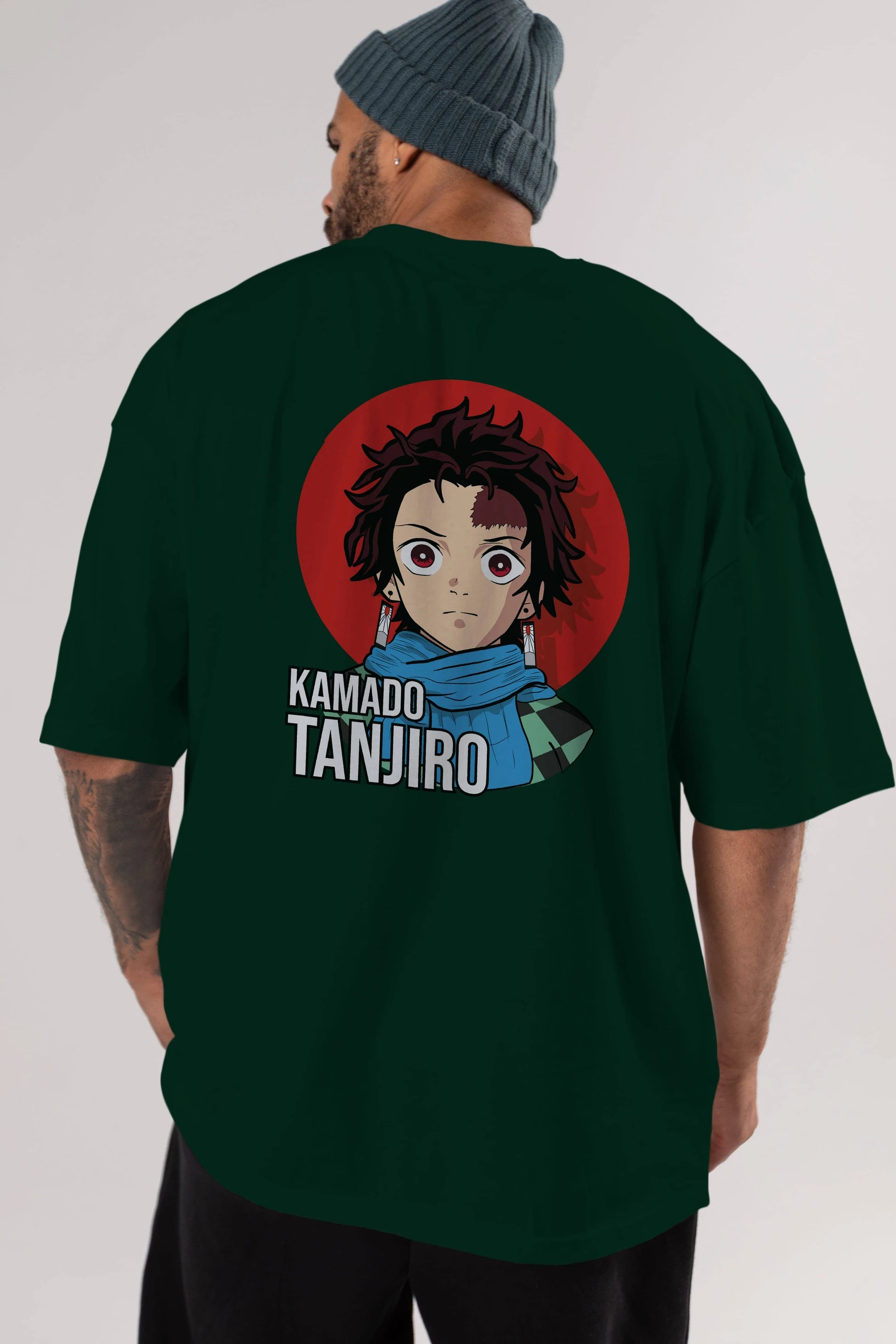 TANJIRO KAMADO Anime Arka Baskılı Oversize t-shirt Erkek Kadın Unisex