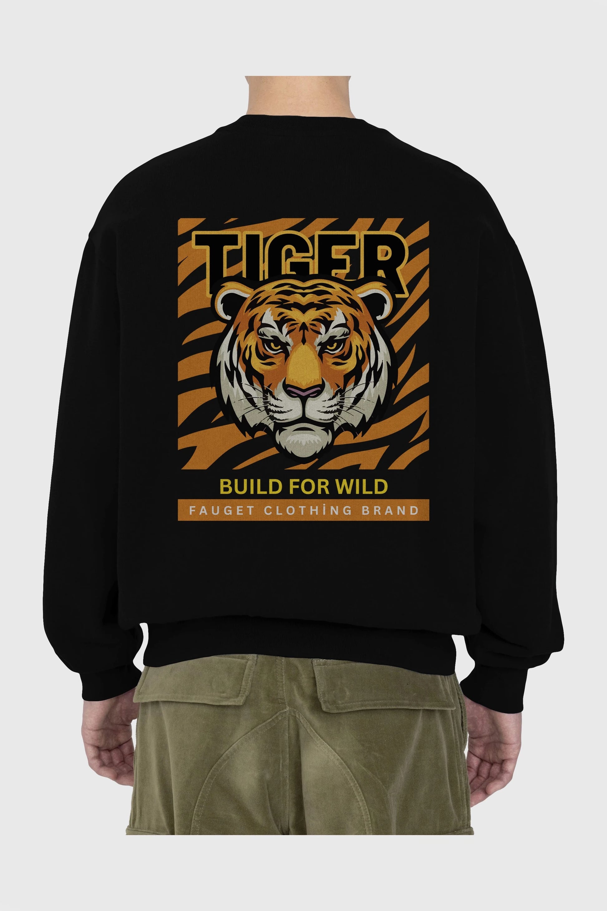Tiger Arka Baskılı Oversize Sweatshirt Erkek Kadın Unisex
