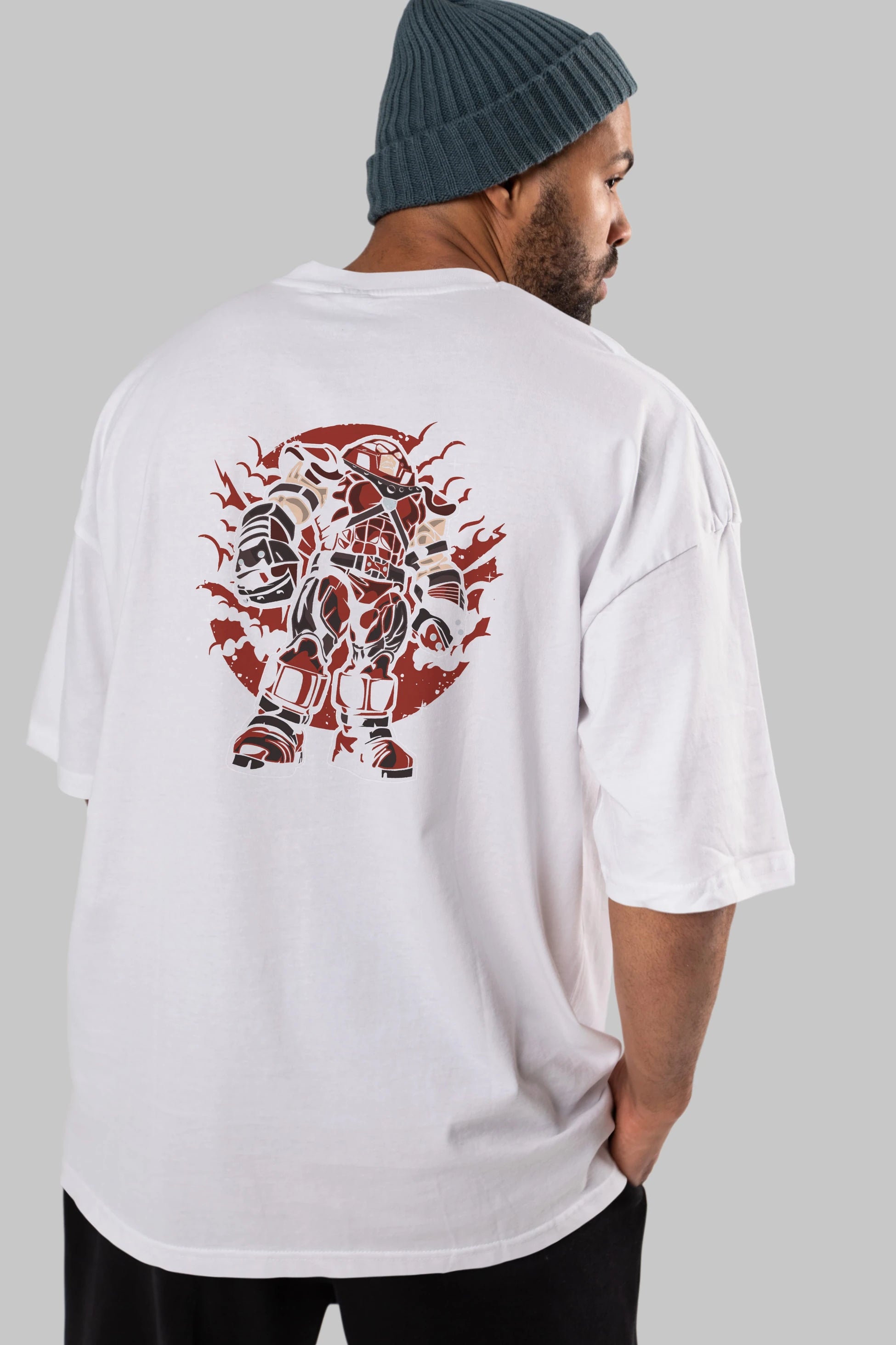 JUGERNAUT Arka Baskılı Oversize t-shirt Erkek Kadın Unisex %100 Pamuk
