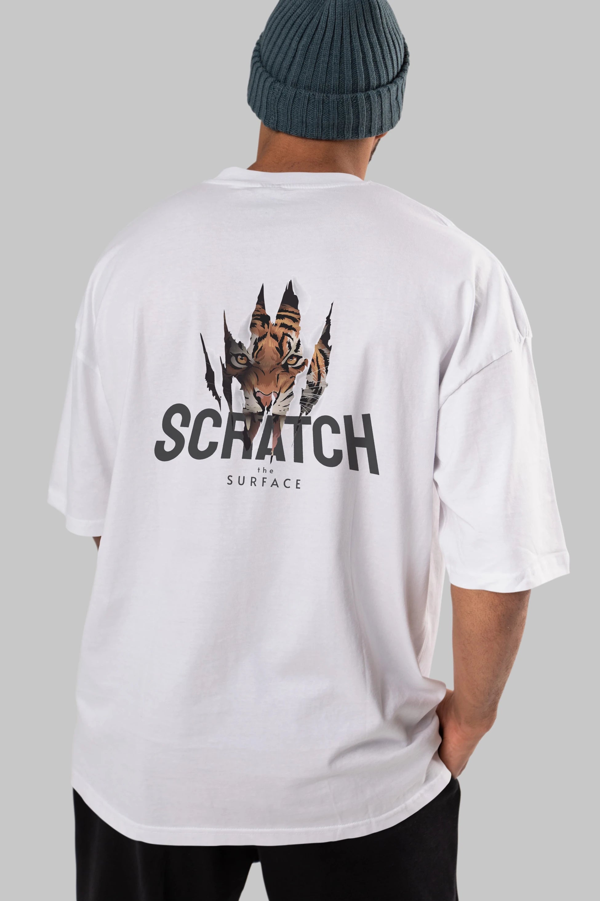 Teddy Bear Scratch Arka Baskılı Oversize t-shirt Erkek Kadın Unisex %100 Pamuk
