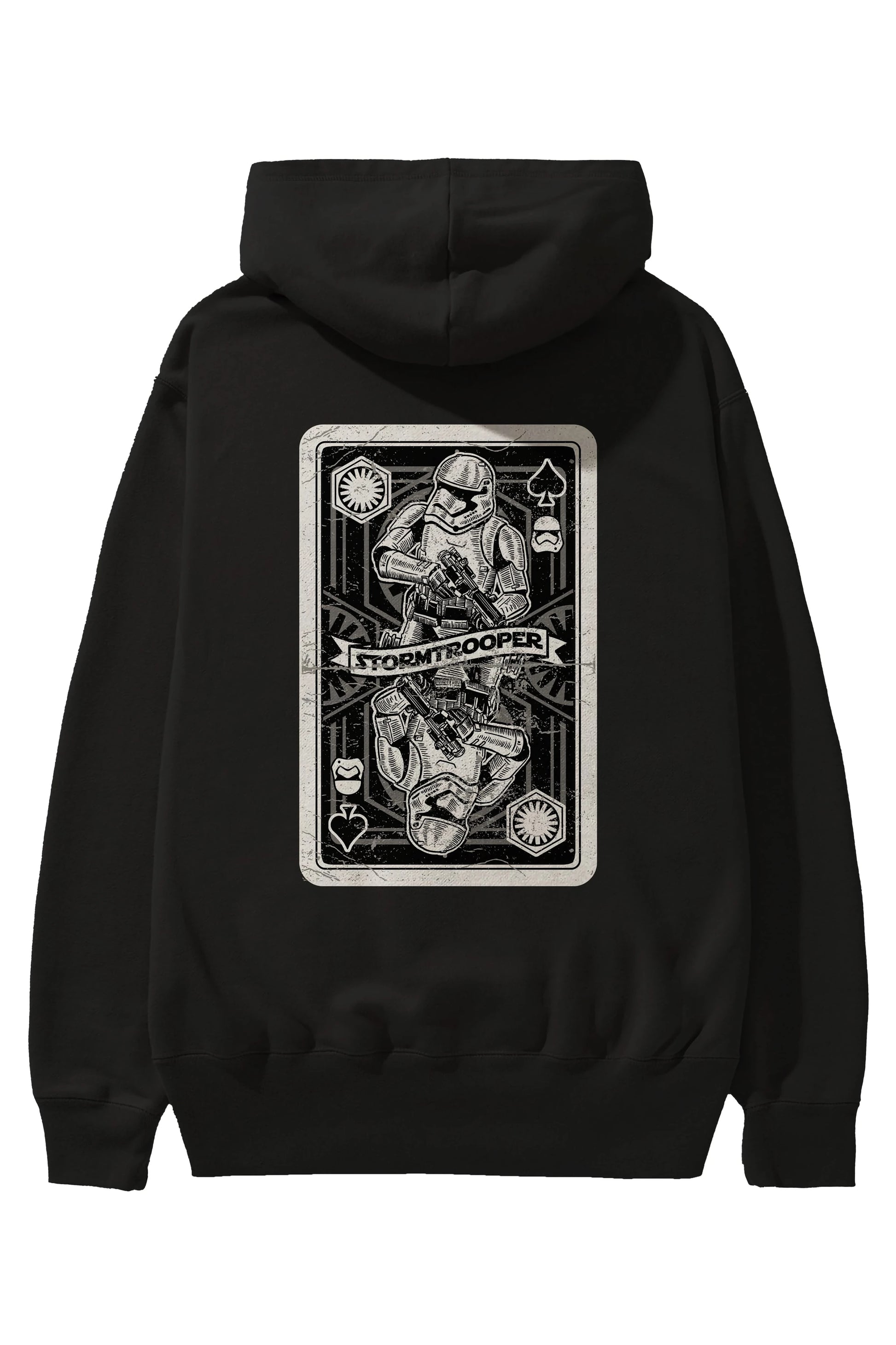 Stormtrooper Playing Card Arka Baskılı Hoodie Oversize Kapüşonlu Sweatshirt Erkek Kadın Unisex