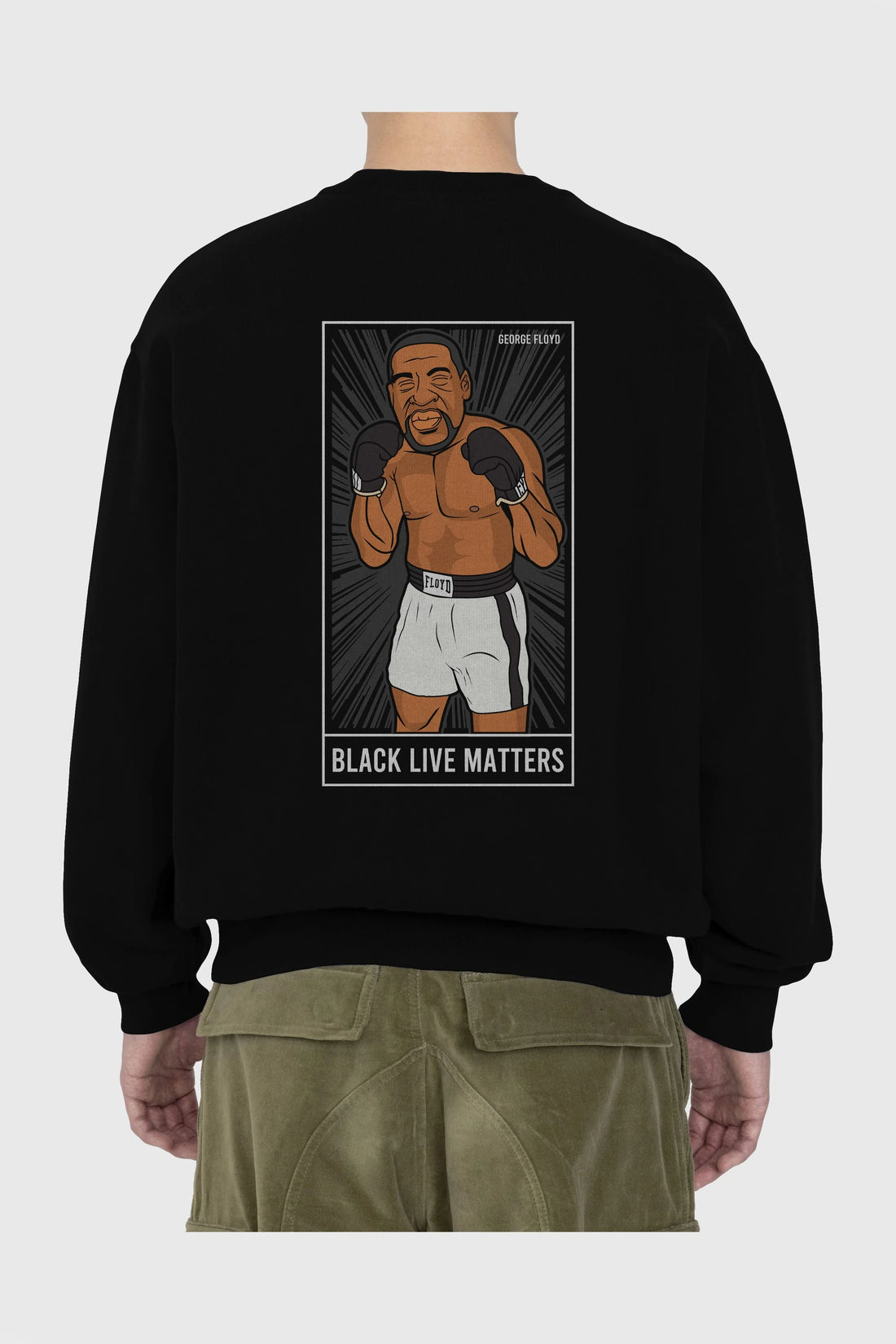 George Floyd Boxer Arka Baskılı Oversize Sweatshirt Erkek Kadın Unisex