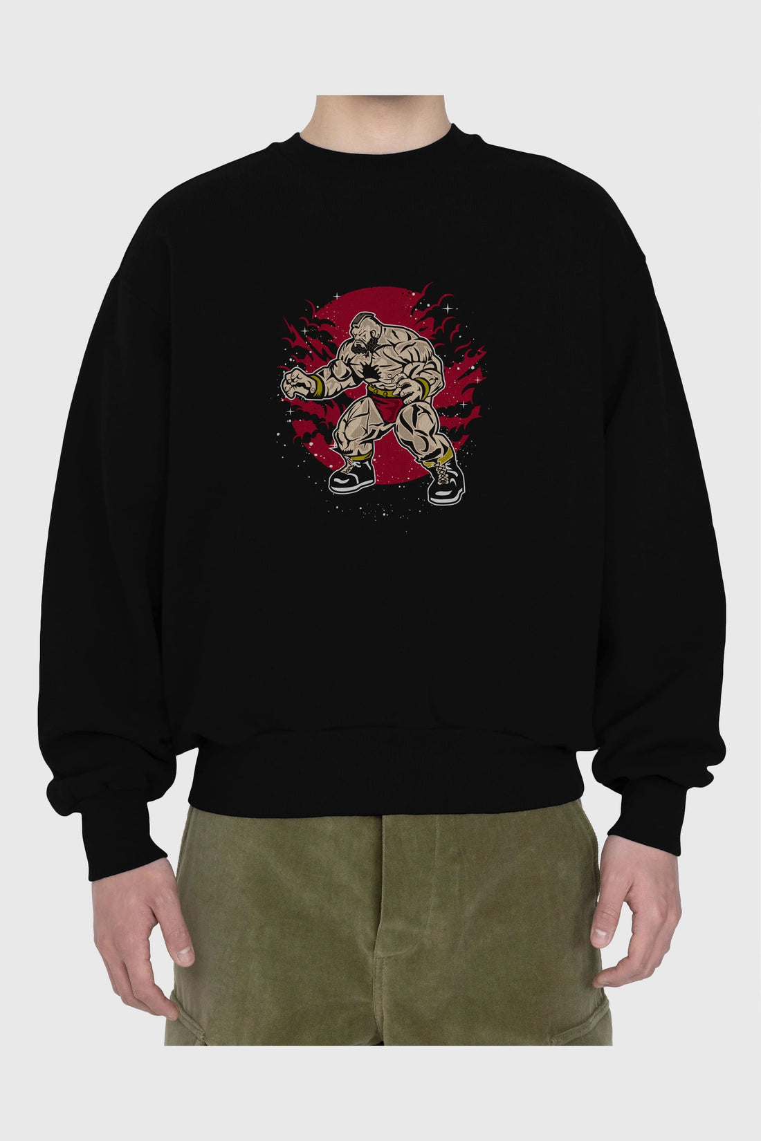 ZANGGIEF Ön Baskılı Oversize Sweatshirt Erkek Kadın Unisex